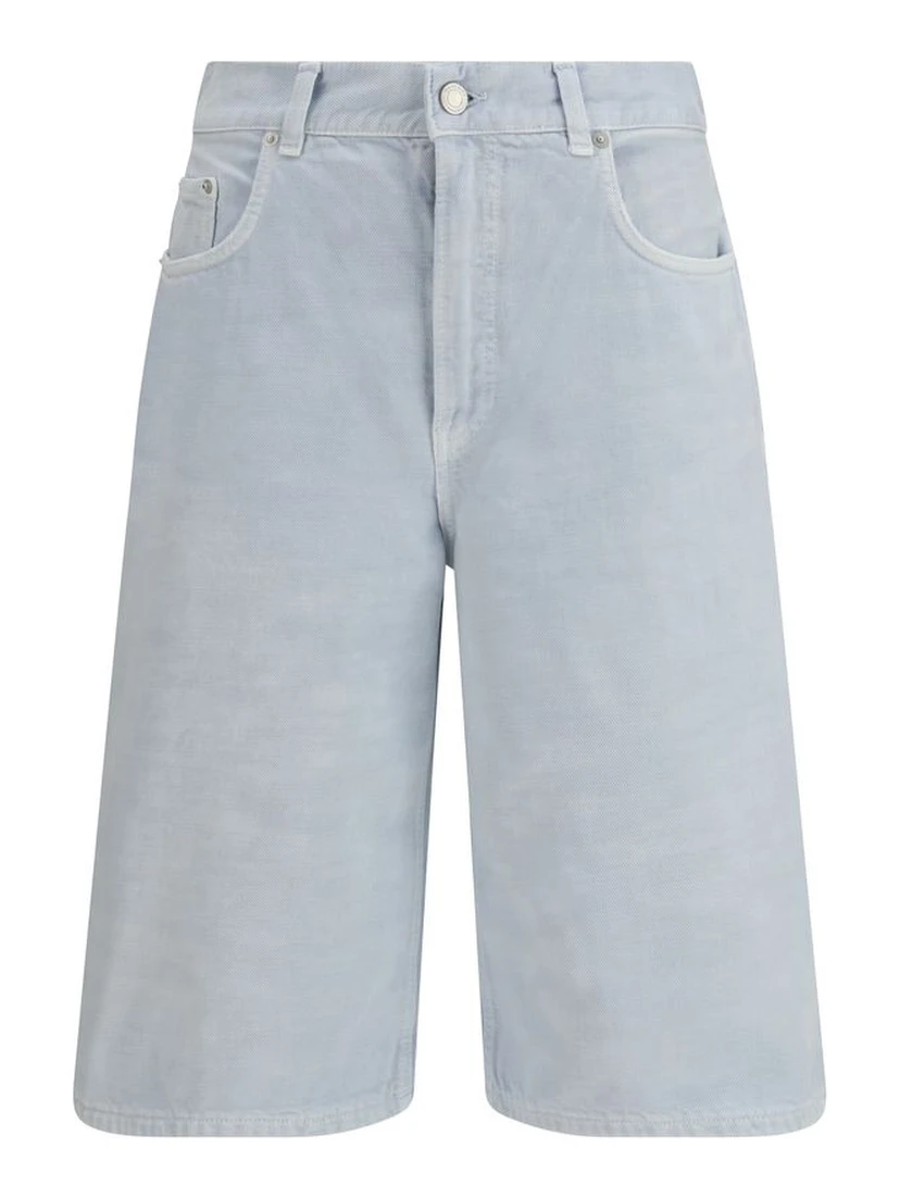 Blue Cotton Bermuda Shorts