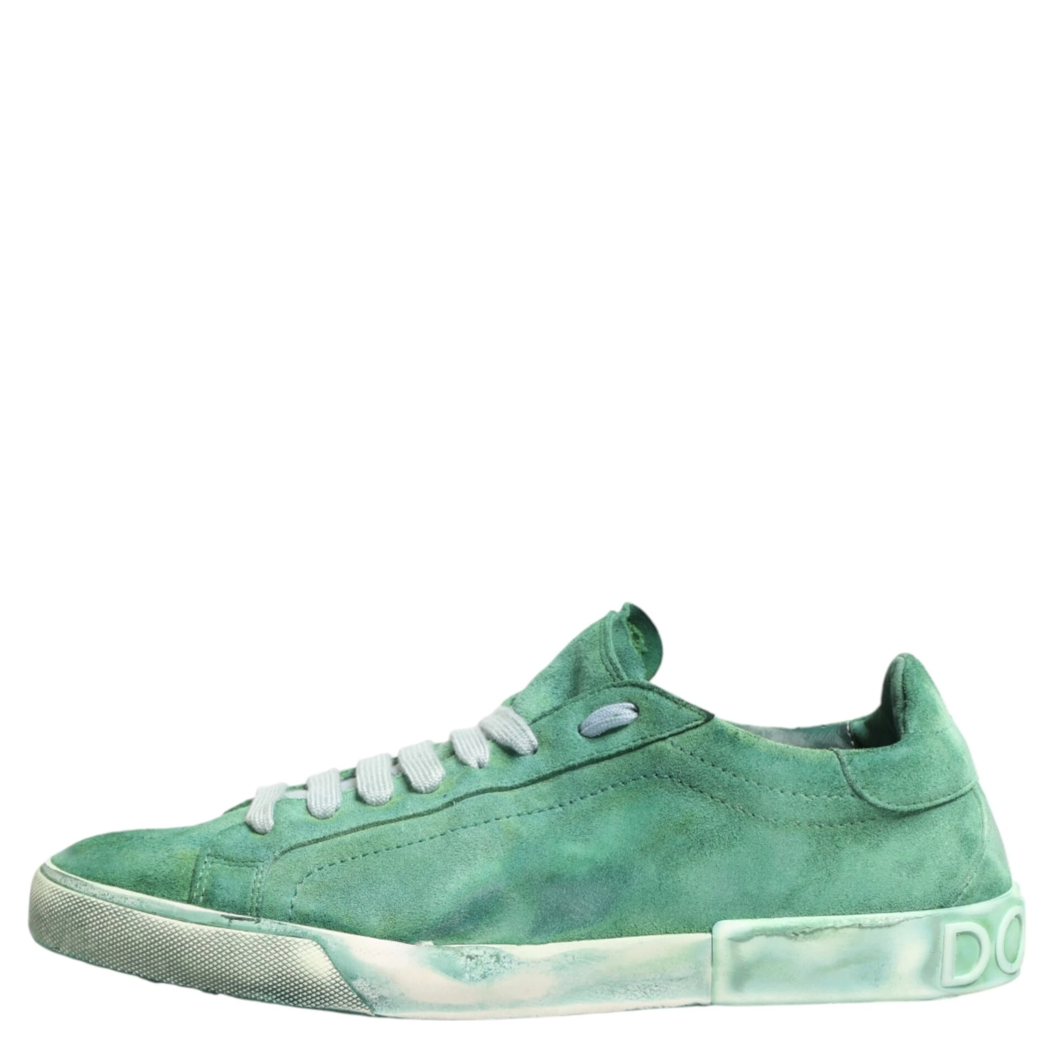 Green Suade DG Logo Sole Low Top Sneakers Shoes