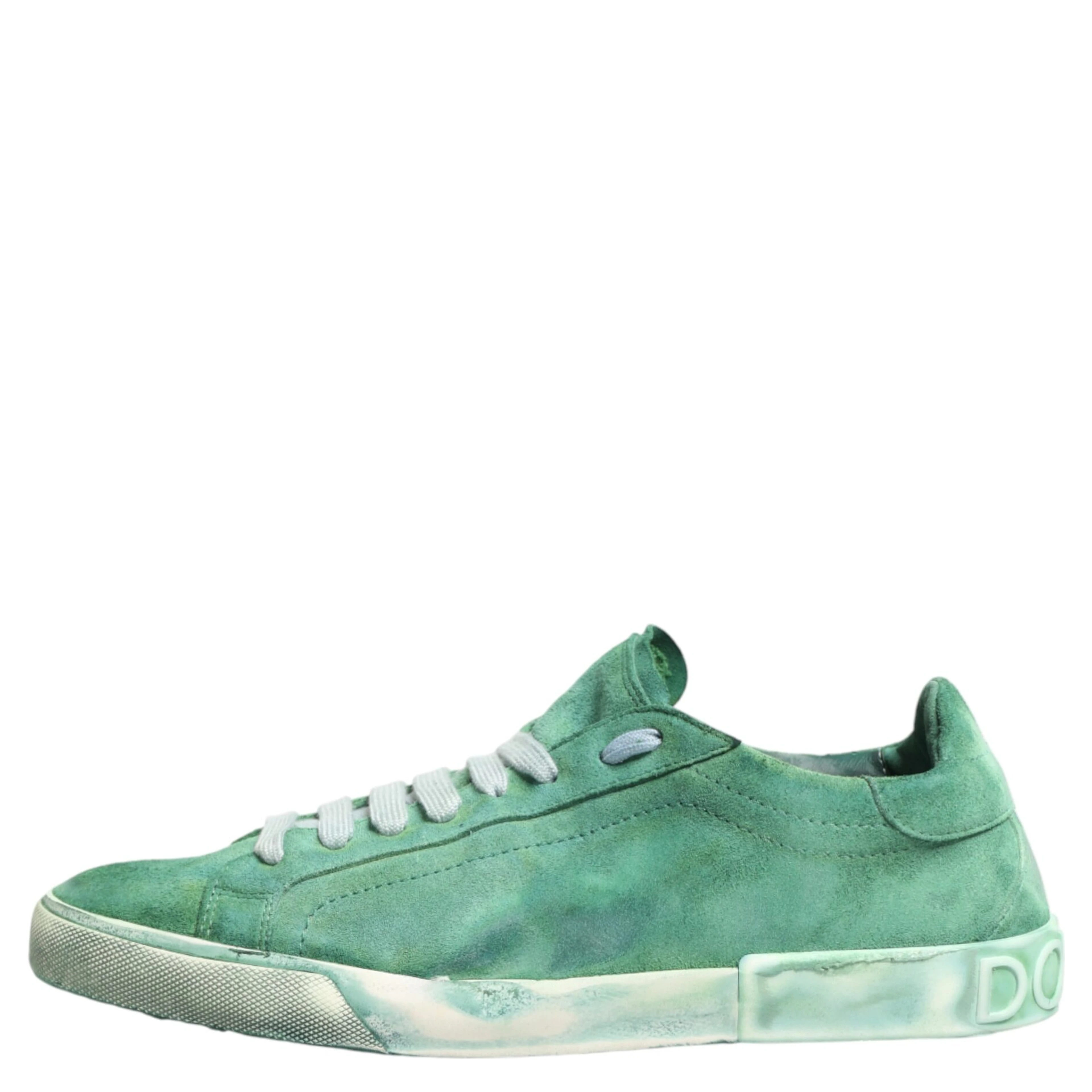 Green Suade DG Logo Sole Low Top Sneakers Shoes