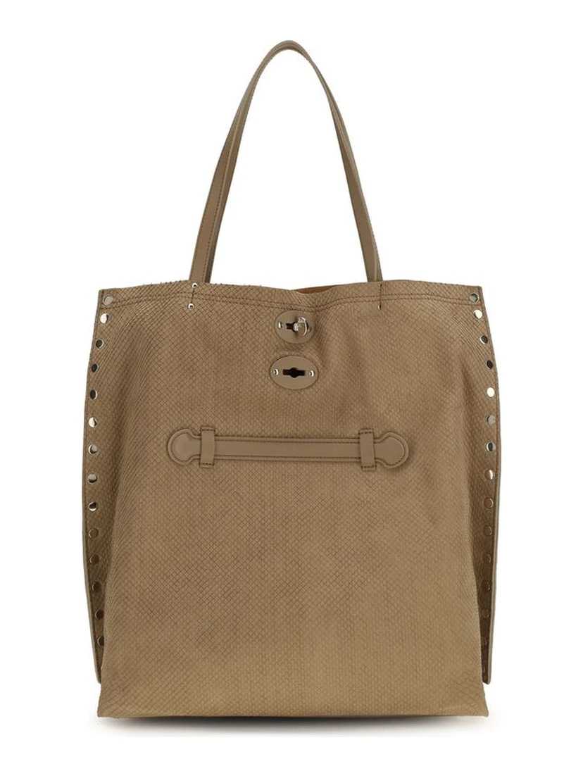 Beige Calf Leather Bos Taurus Shoulder Bag