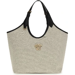 Beige Cotton Shoulder Bag