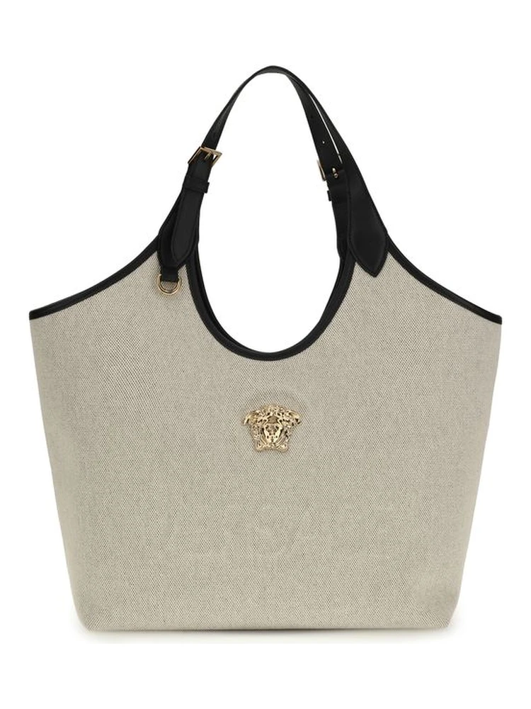 Beige Cotton Shoulder Bag