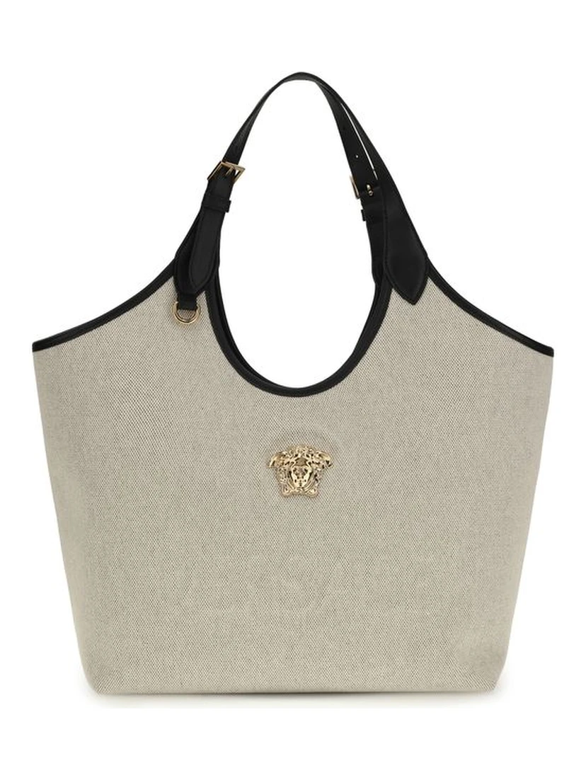 Beige Cotton Shoulder Bag