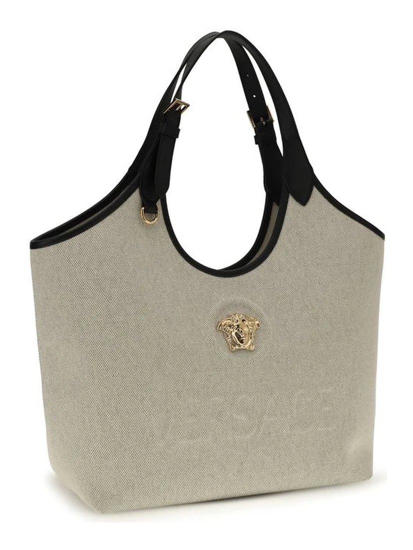 Beige Cotton Shoulder Bag