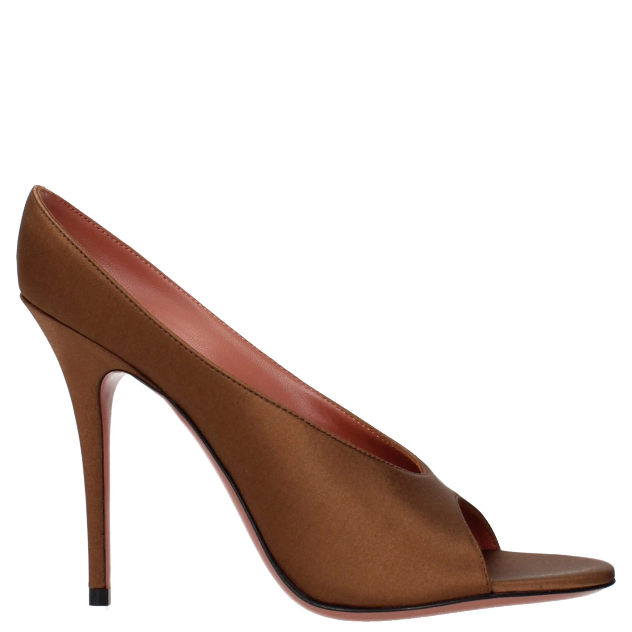 Brown Satin High Heel Pumps