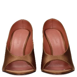 Brown Satin High Heel Pumps