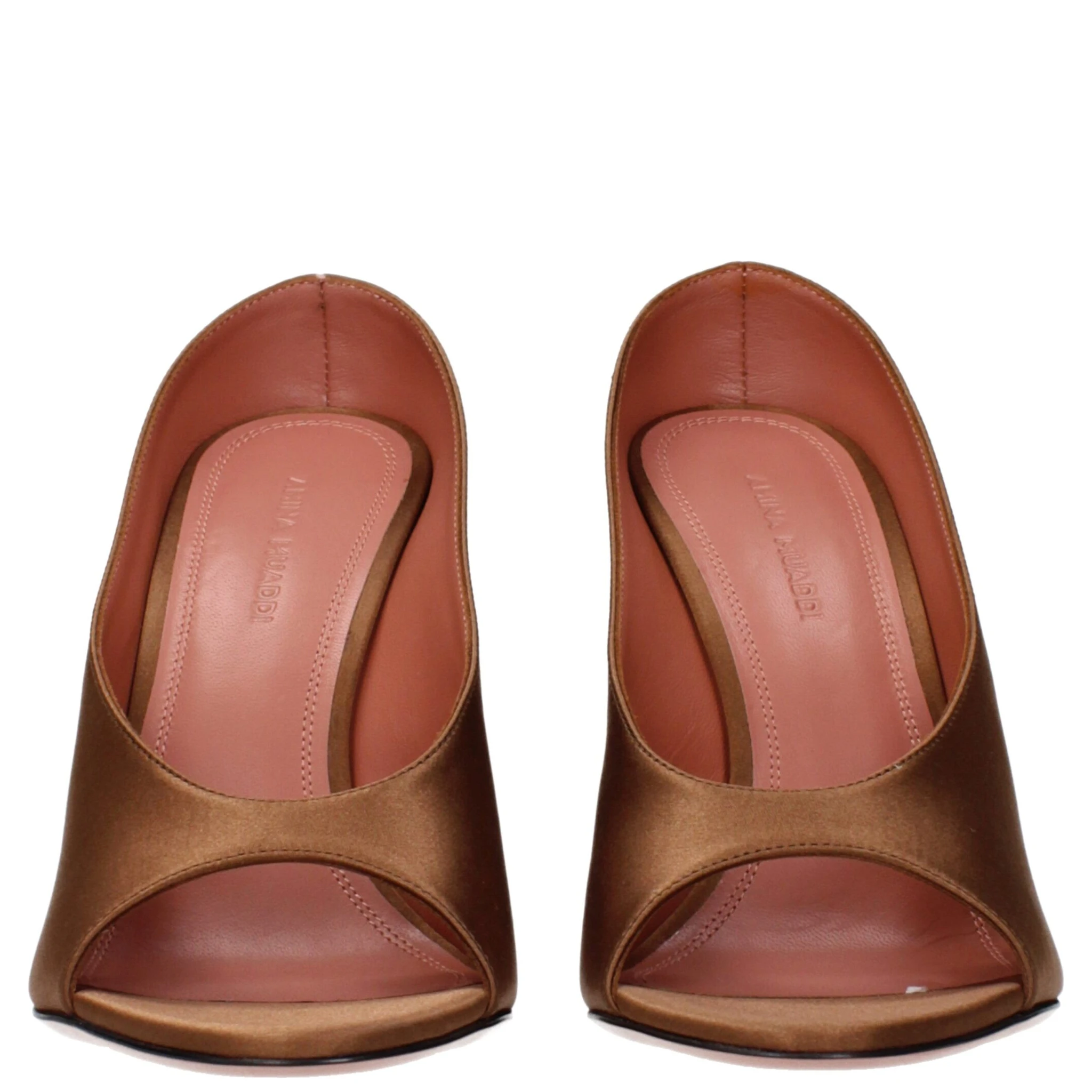 Brown Satin High Heel Pumps