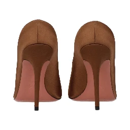 Brown Satin High Heel Pumps