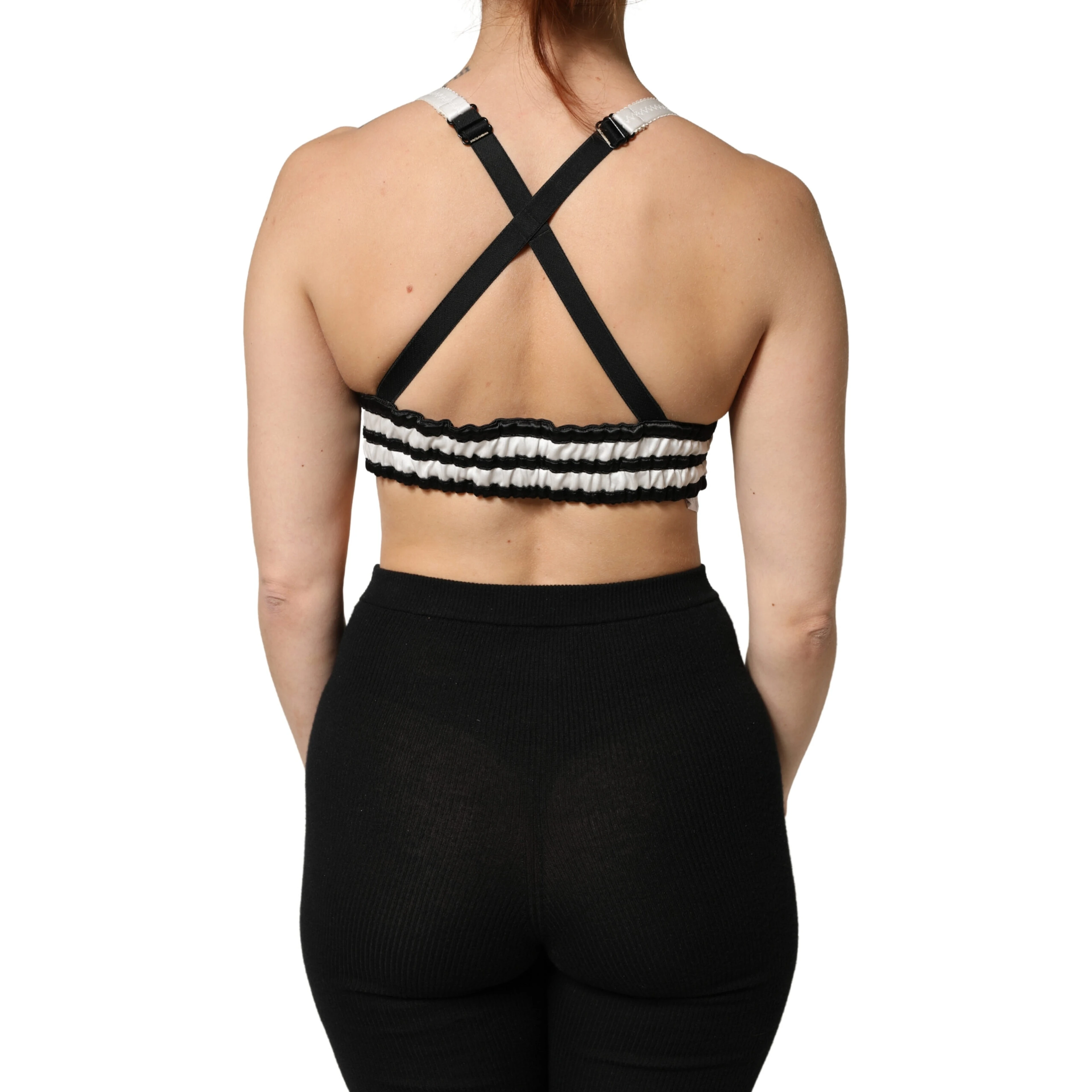 Black Floral Silk Satin Crop Logo Bralette Top