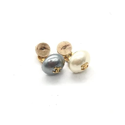 Gray And White Pearl Stud Earrings
