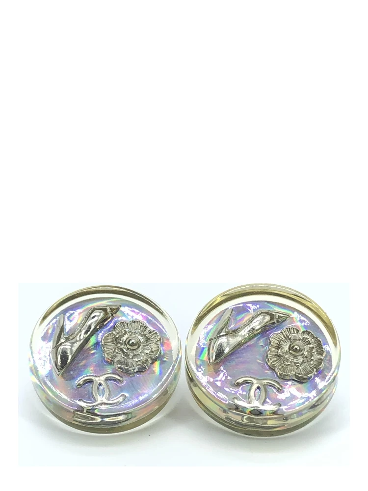 Vintage Holographic Logo Clip-On Earrings alternative