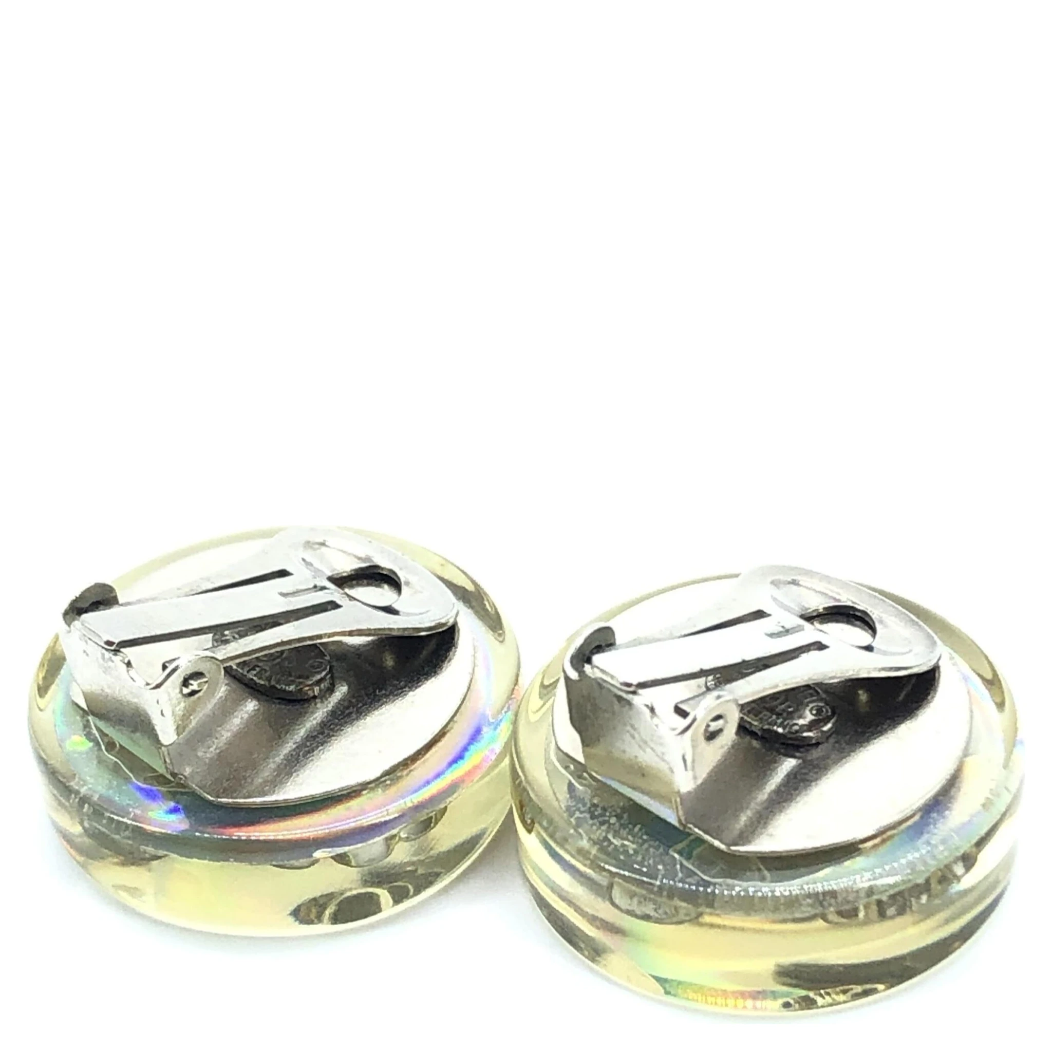 Vintage Holographic Logo Clip-On Earrings