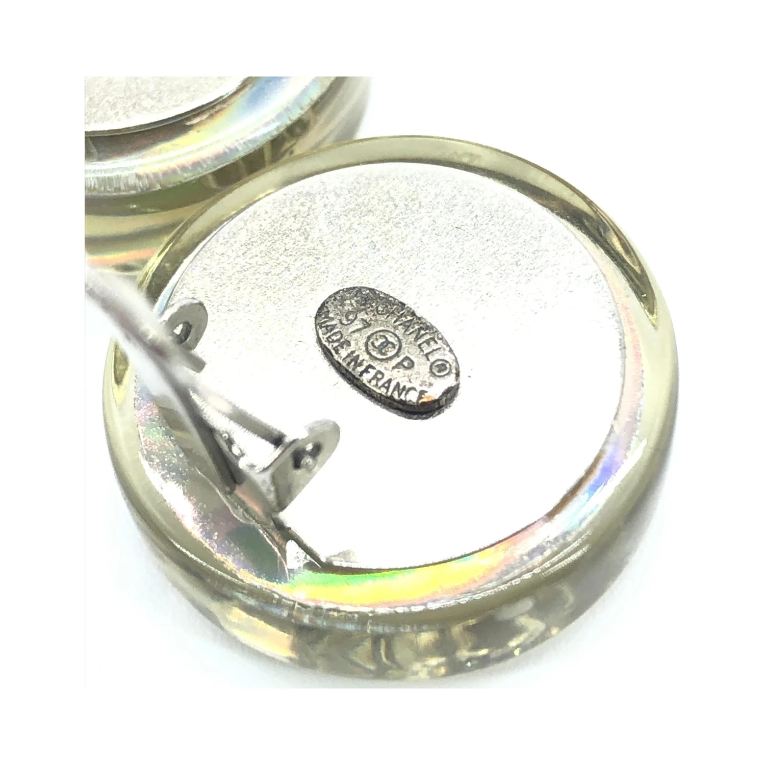 Vintage Holographic Logo Clip-On Earrings
