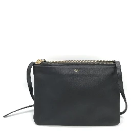 Trio Black Leather Shoulder Bag