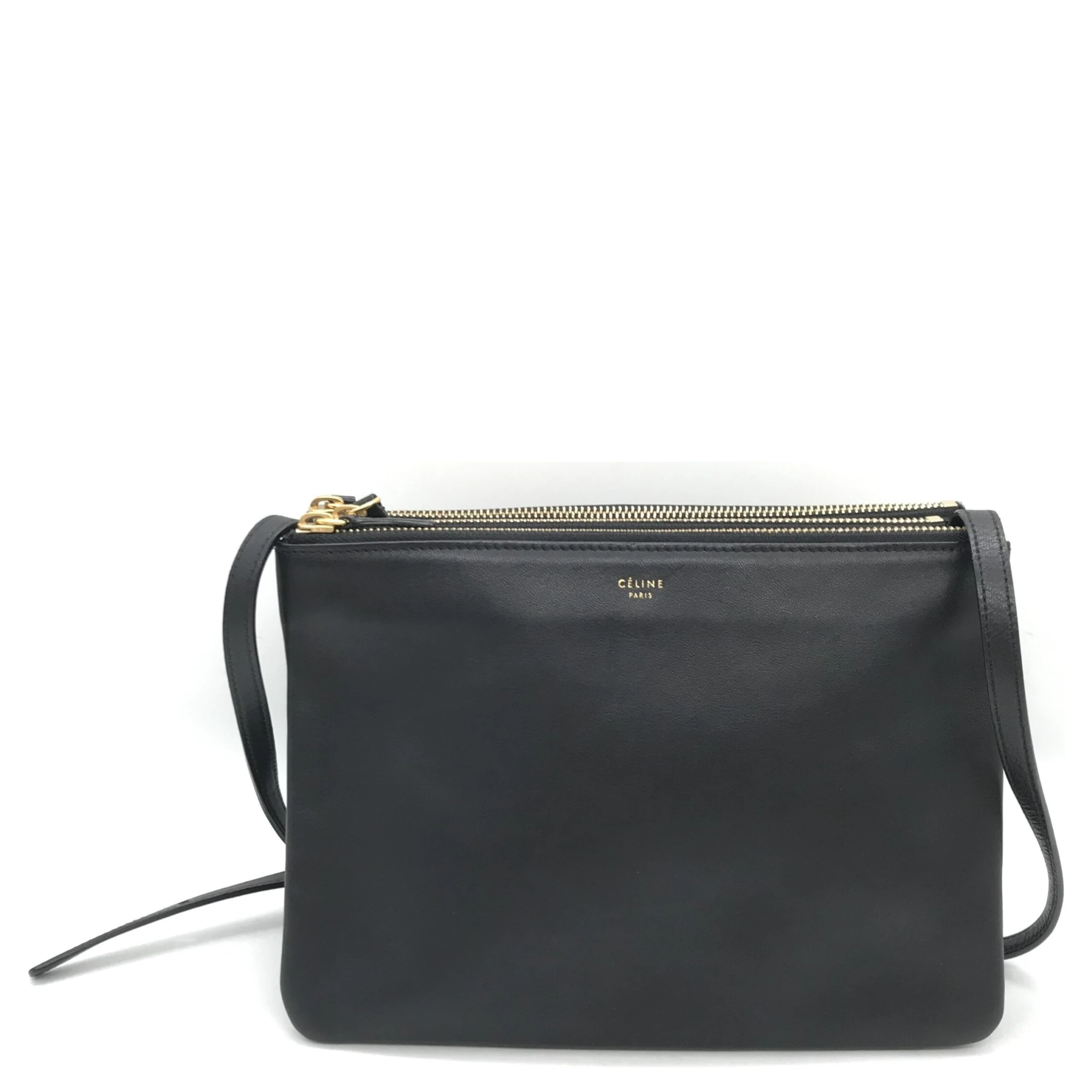 Trio Black Leather Shoulder Bag