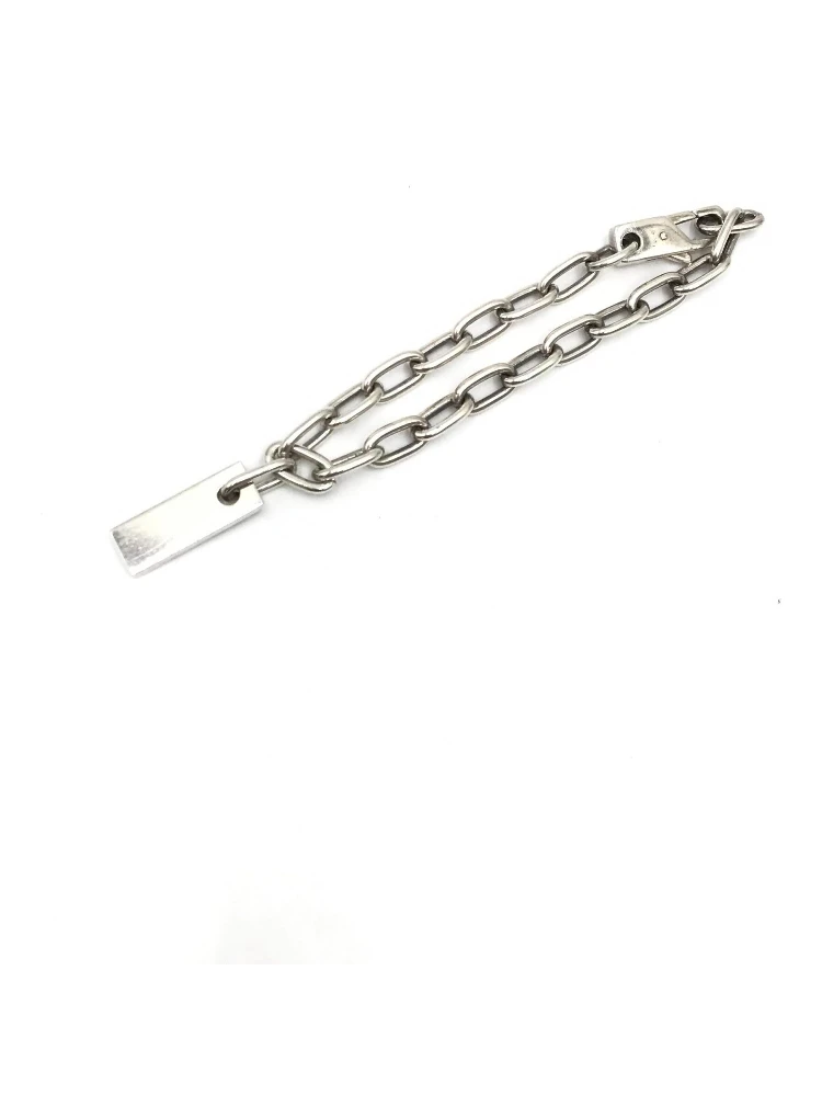 Sterling Silver Logo Plate Chain Bracelet