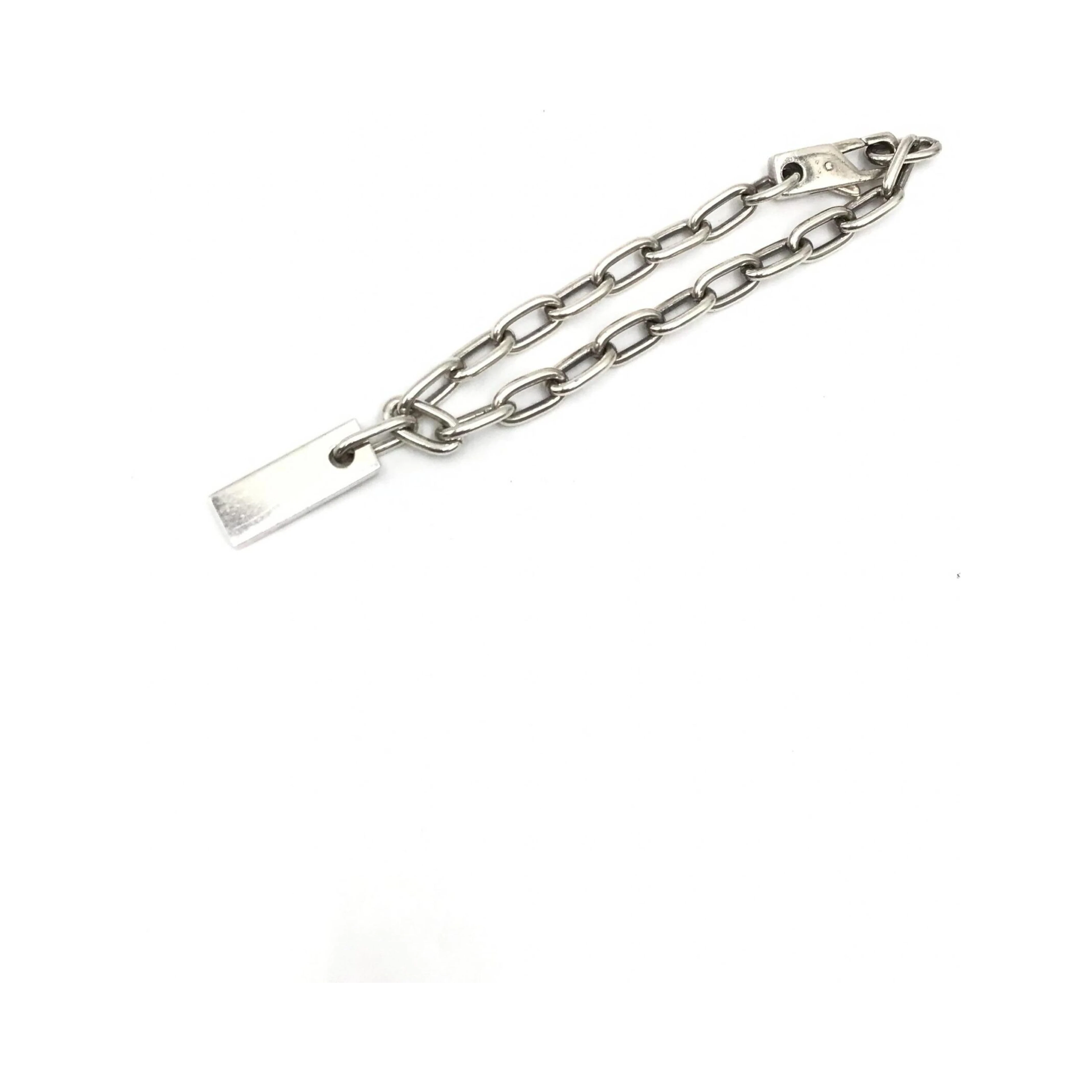 Sterling Silver Logo Plate Chain Bracelet
