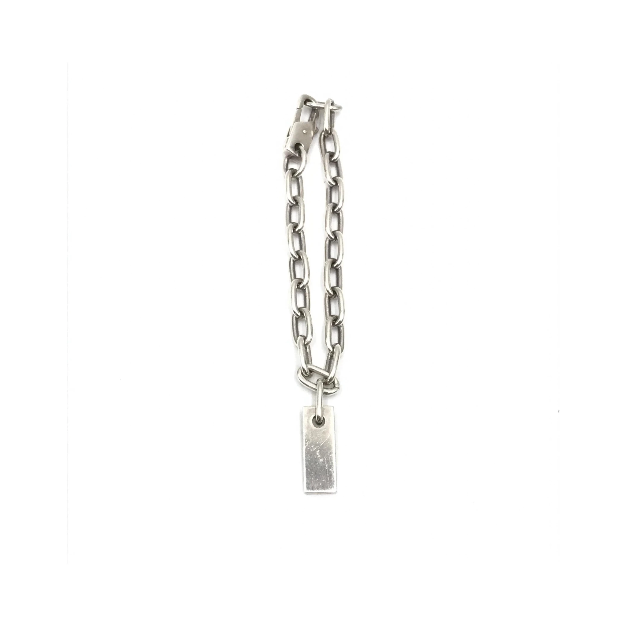 Sterling Silver Logo Plate Chain Bracelet