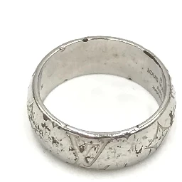 Silver-Tone Monogram Band Ring