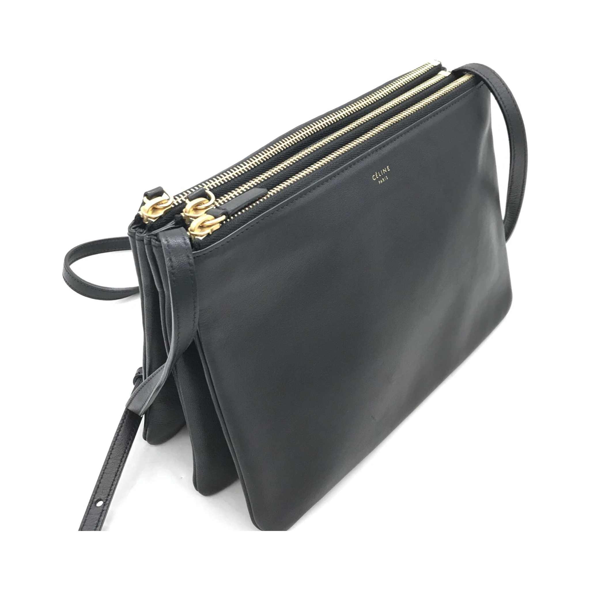 Trio Black Leather Shoulder Bag