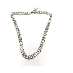 Silver Tone Curb Chain Link Necklace