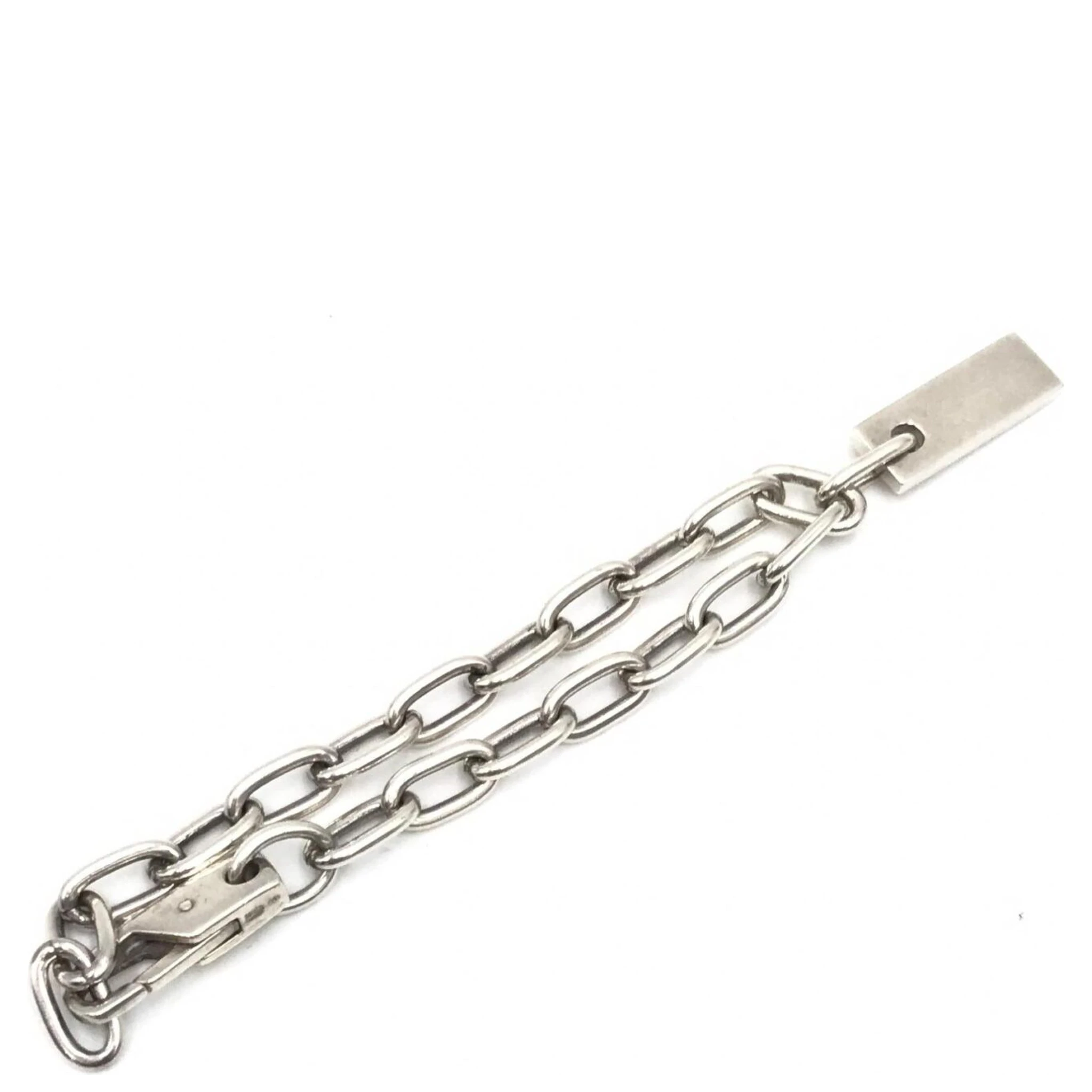 Sterling Silver Logo Plate Chain Bracelet