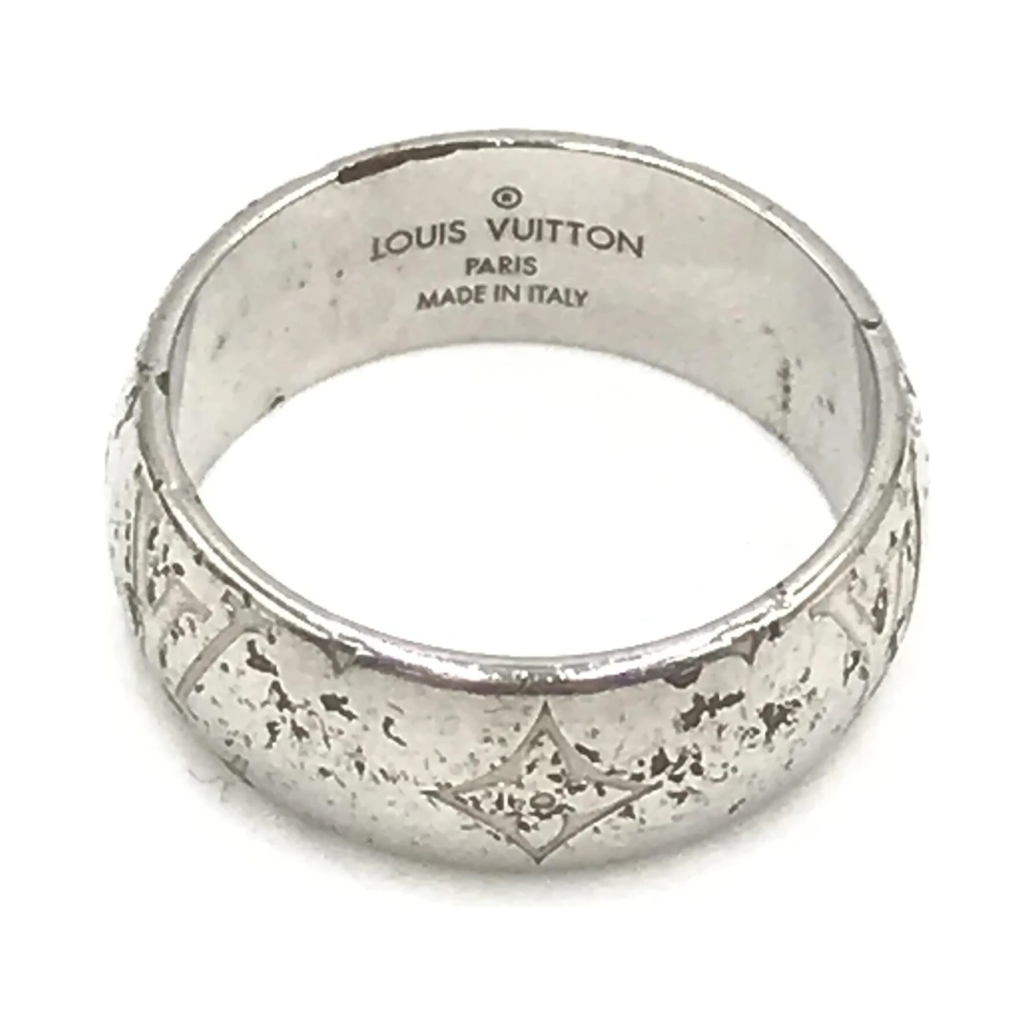 Silver-Tone Monogram Band Ring