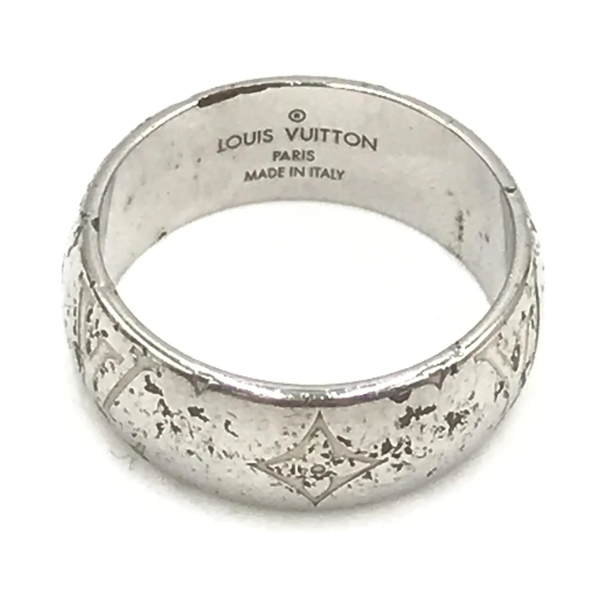 Silver-Tone Monogram Band Ring