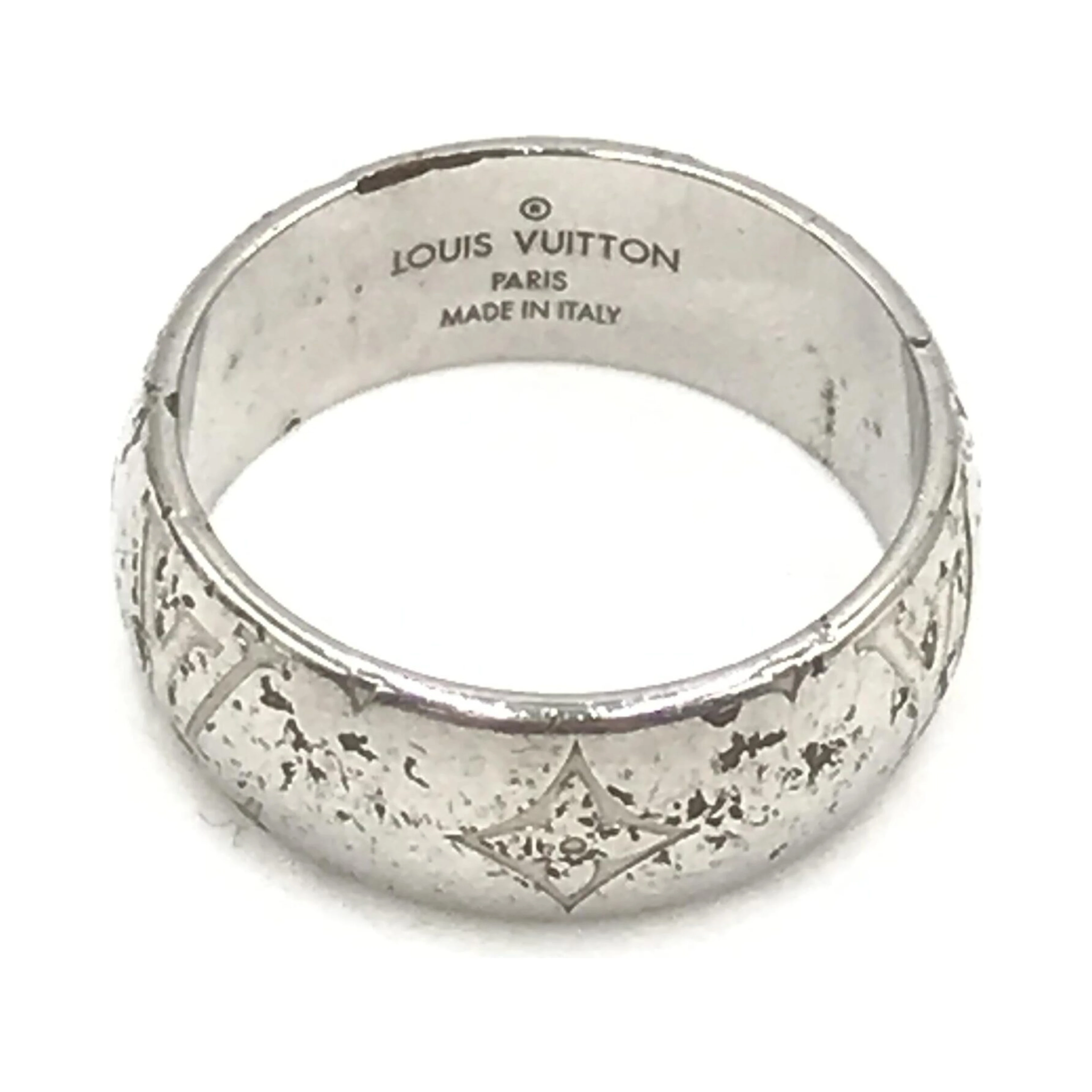 Silver-Tone Monogram Band Ring