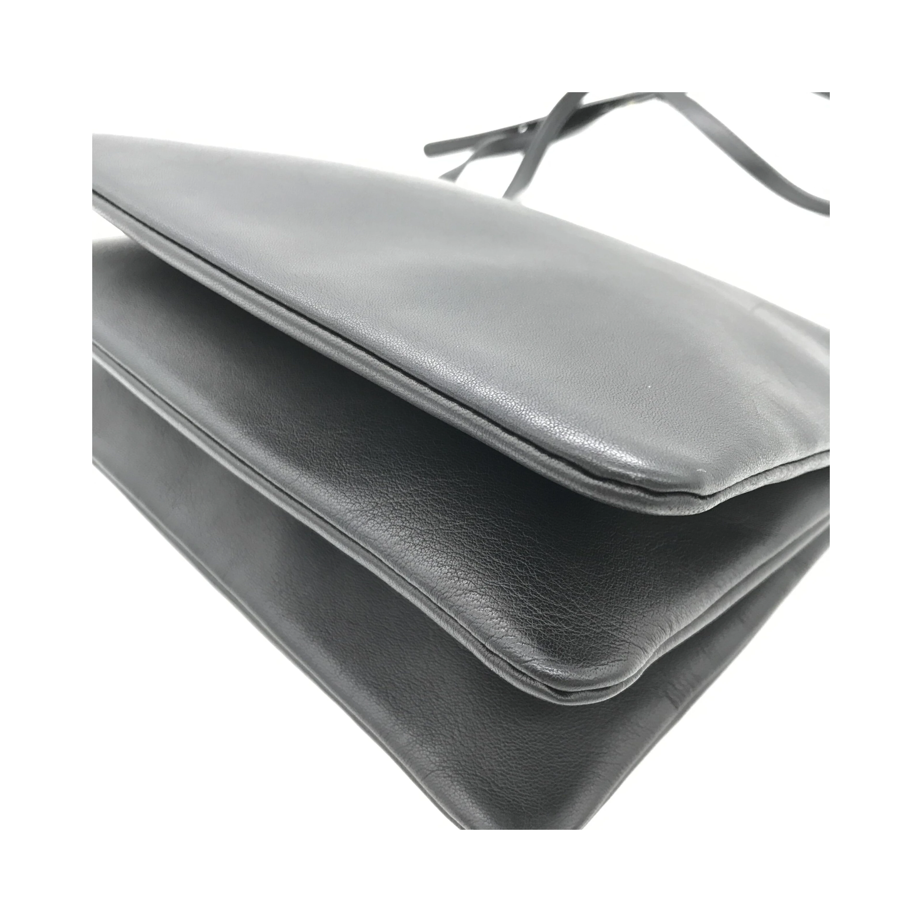 Trio Black Leather Shoulder Bag