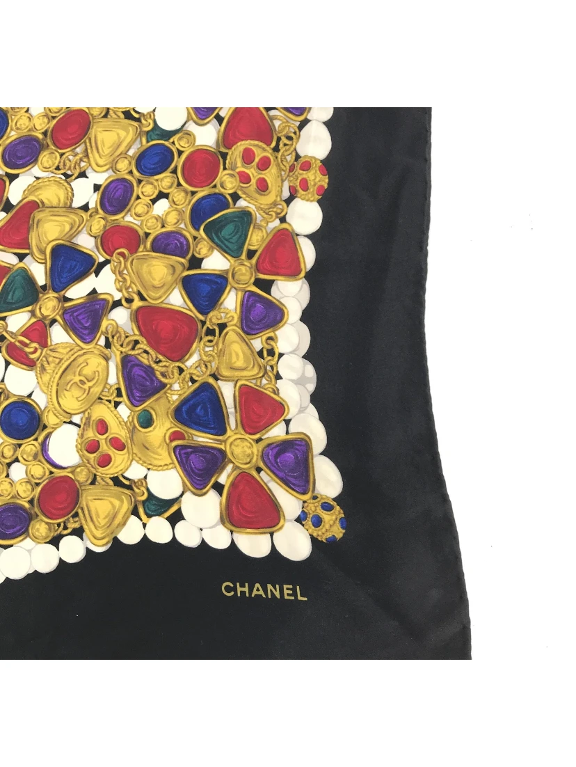 Silk Scarf With Vibrant Jewelry Print