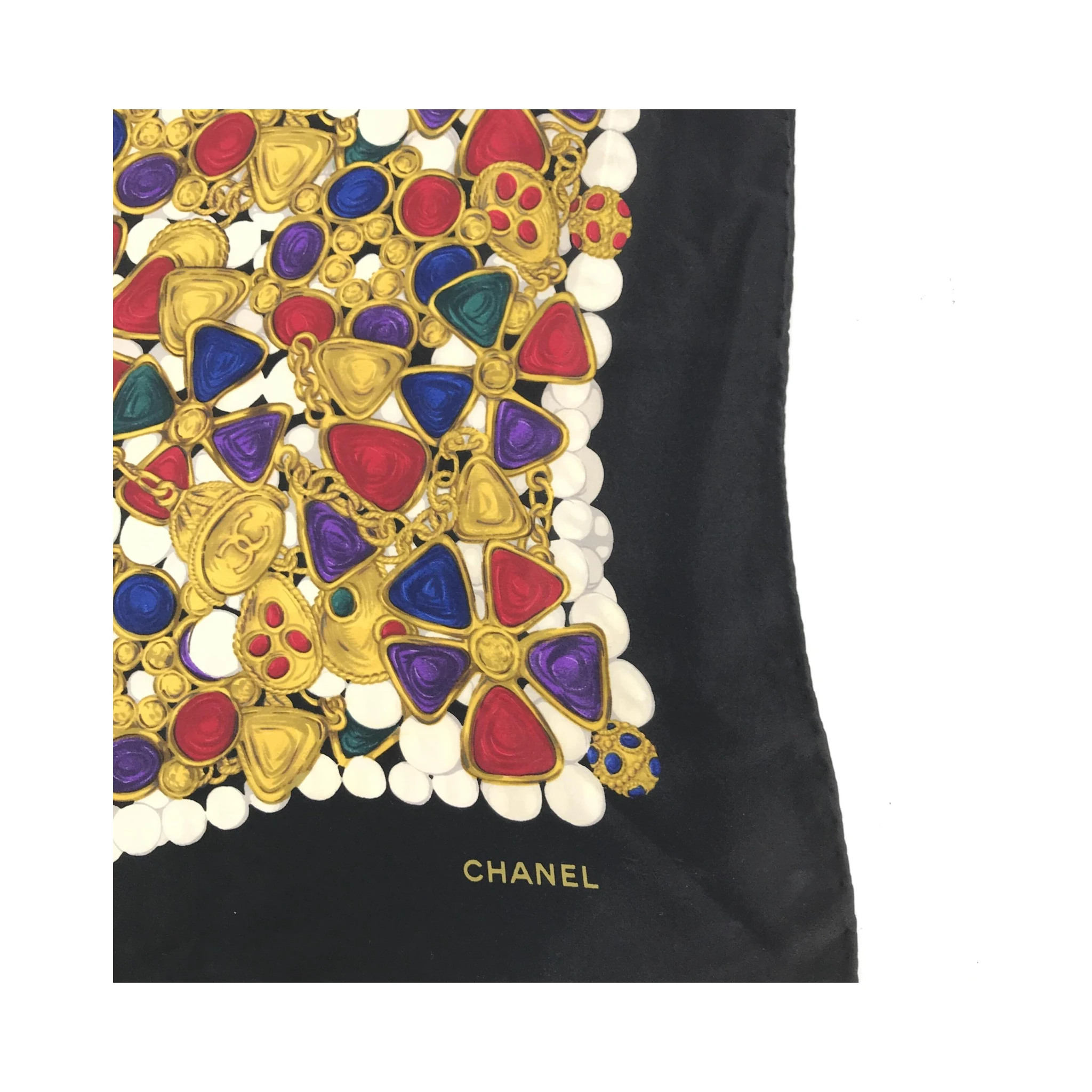 Silk Scarf With Vibrant Jewelry Print