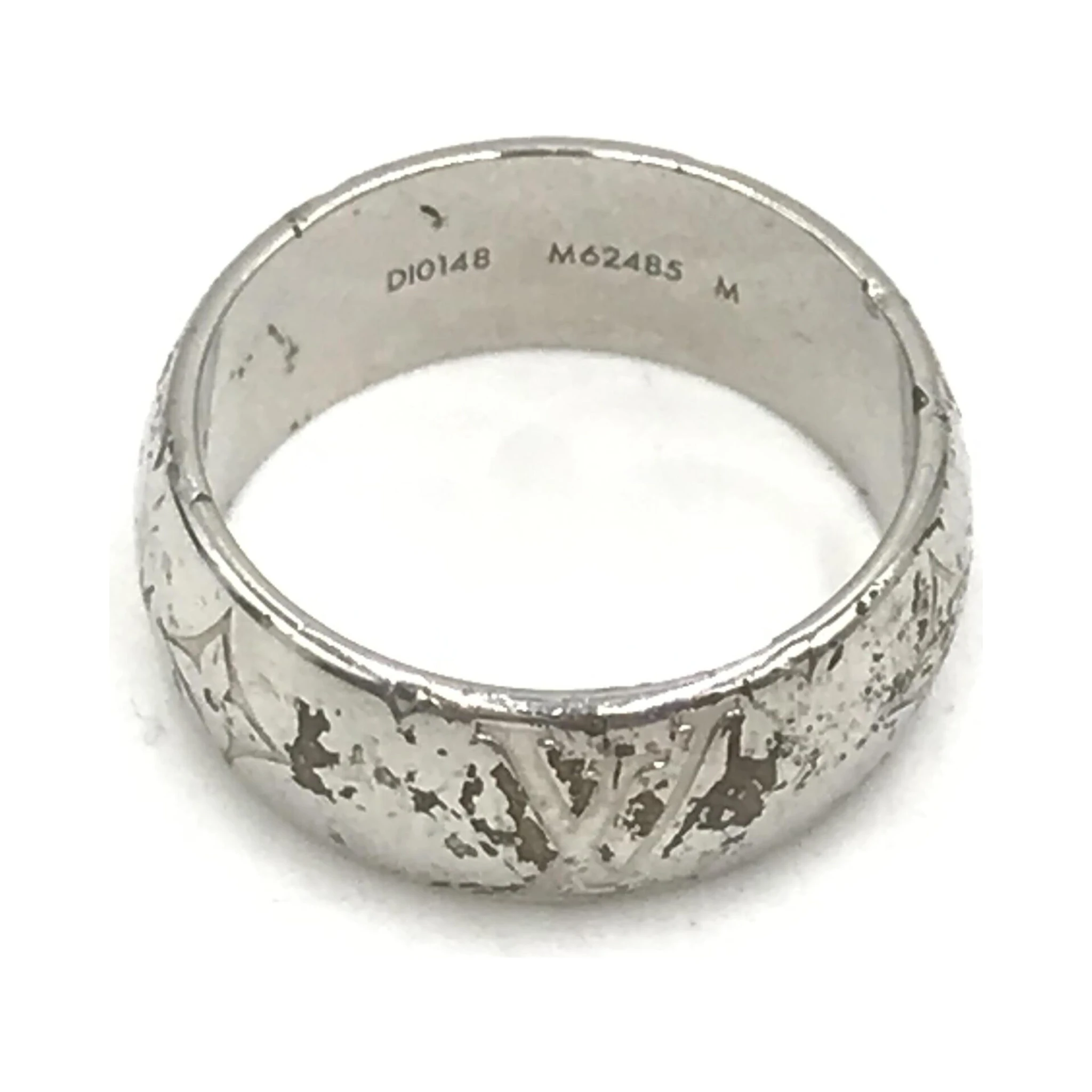 Silver-Tone Monogram Band Ring