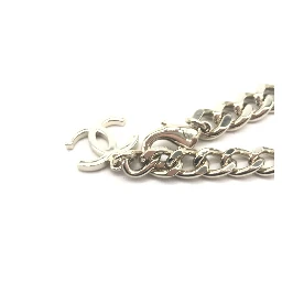 Silver Tone Curb Chain Link Necklace