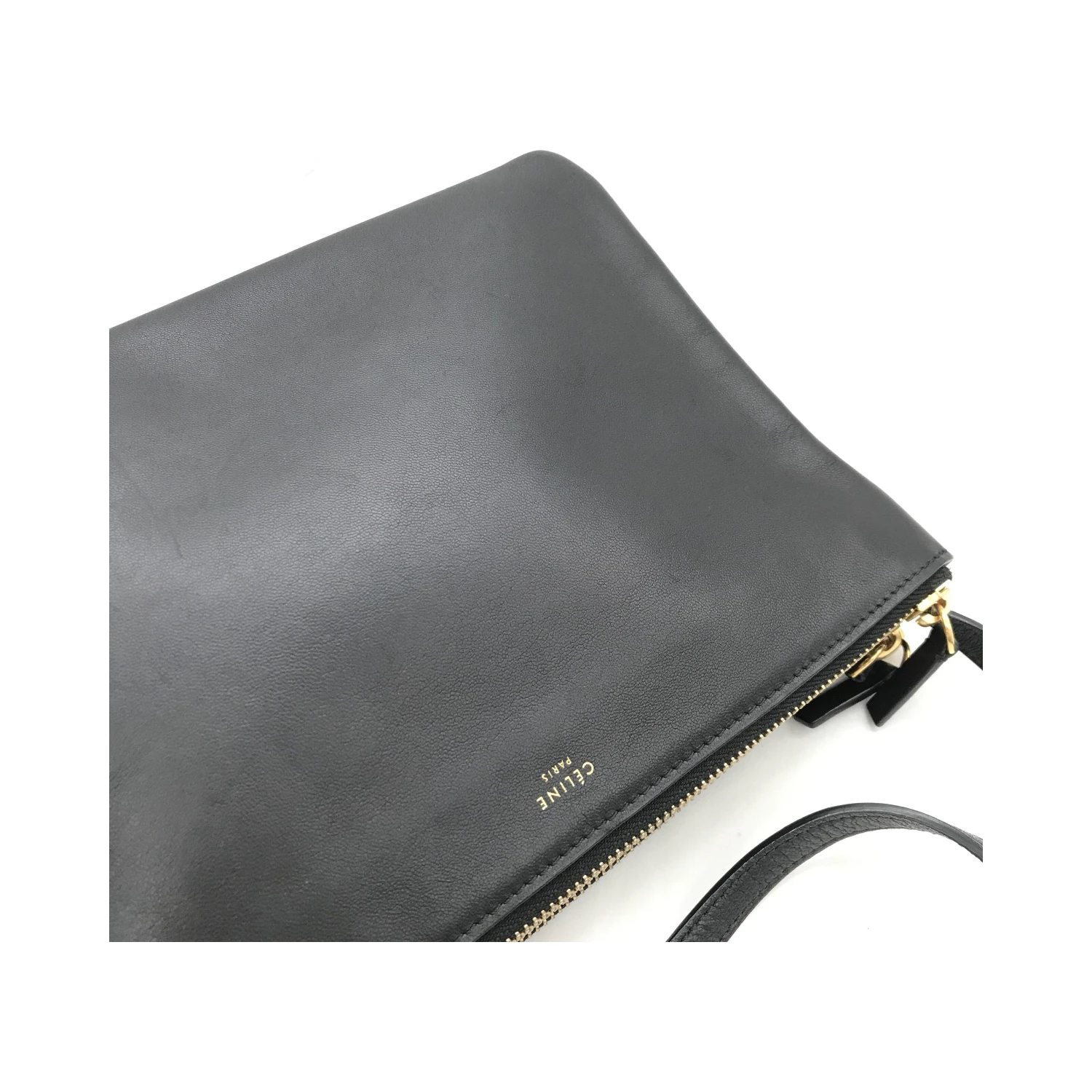 Trio Black Leather Shoulder Bag