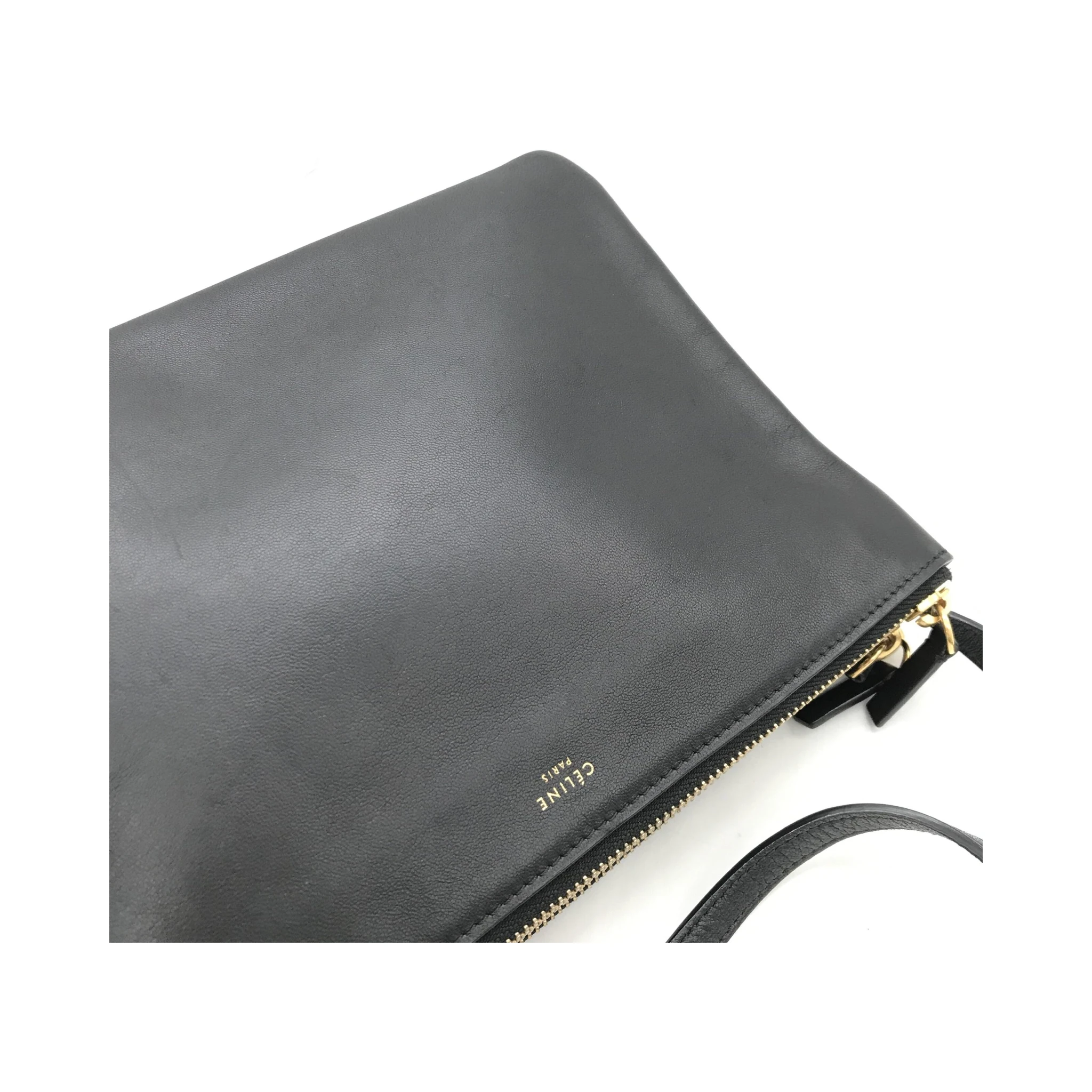 Trio Black Leather Shoulder Bag