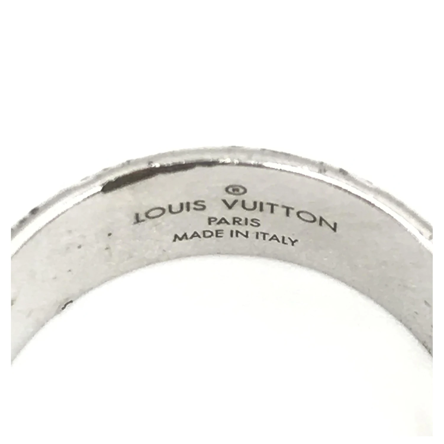 Silver-Tone Monogram Band Ring