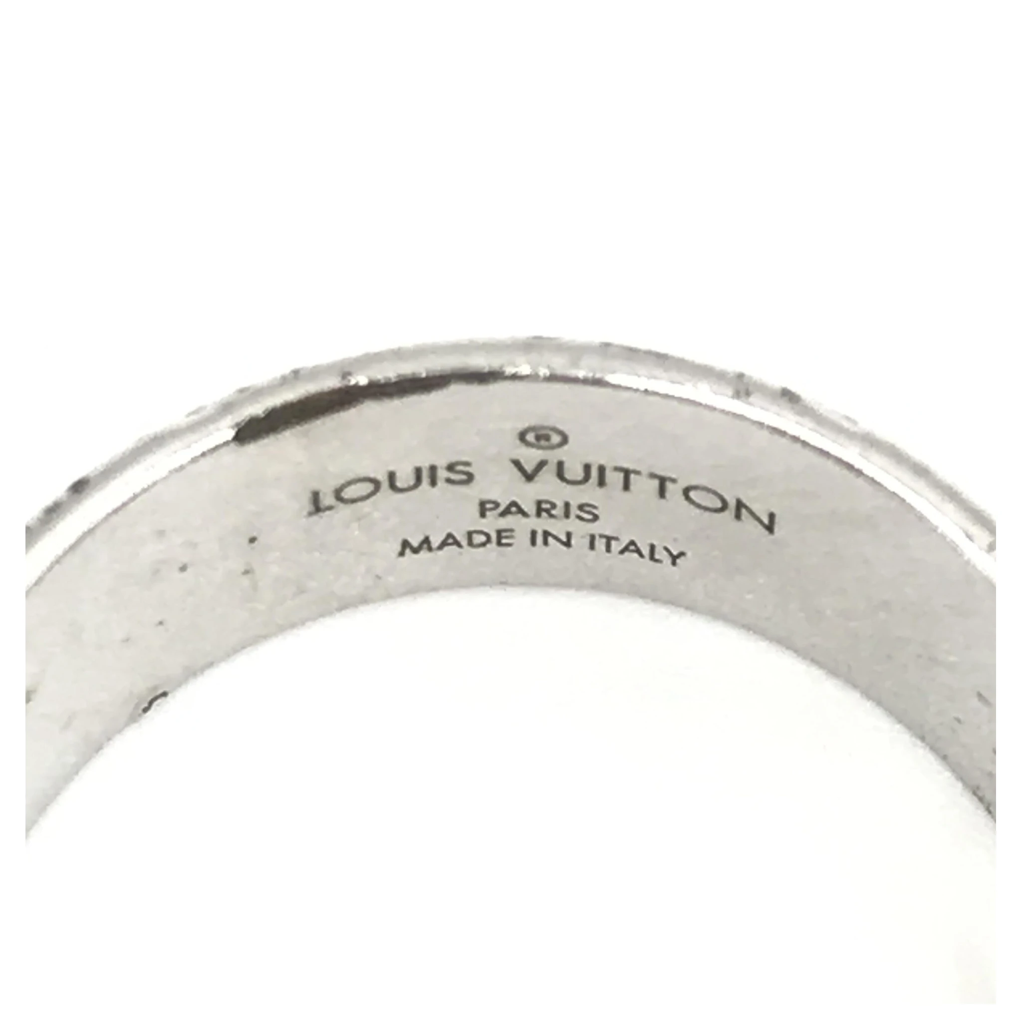Silver-Tone Monogram Band Ring