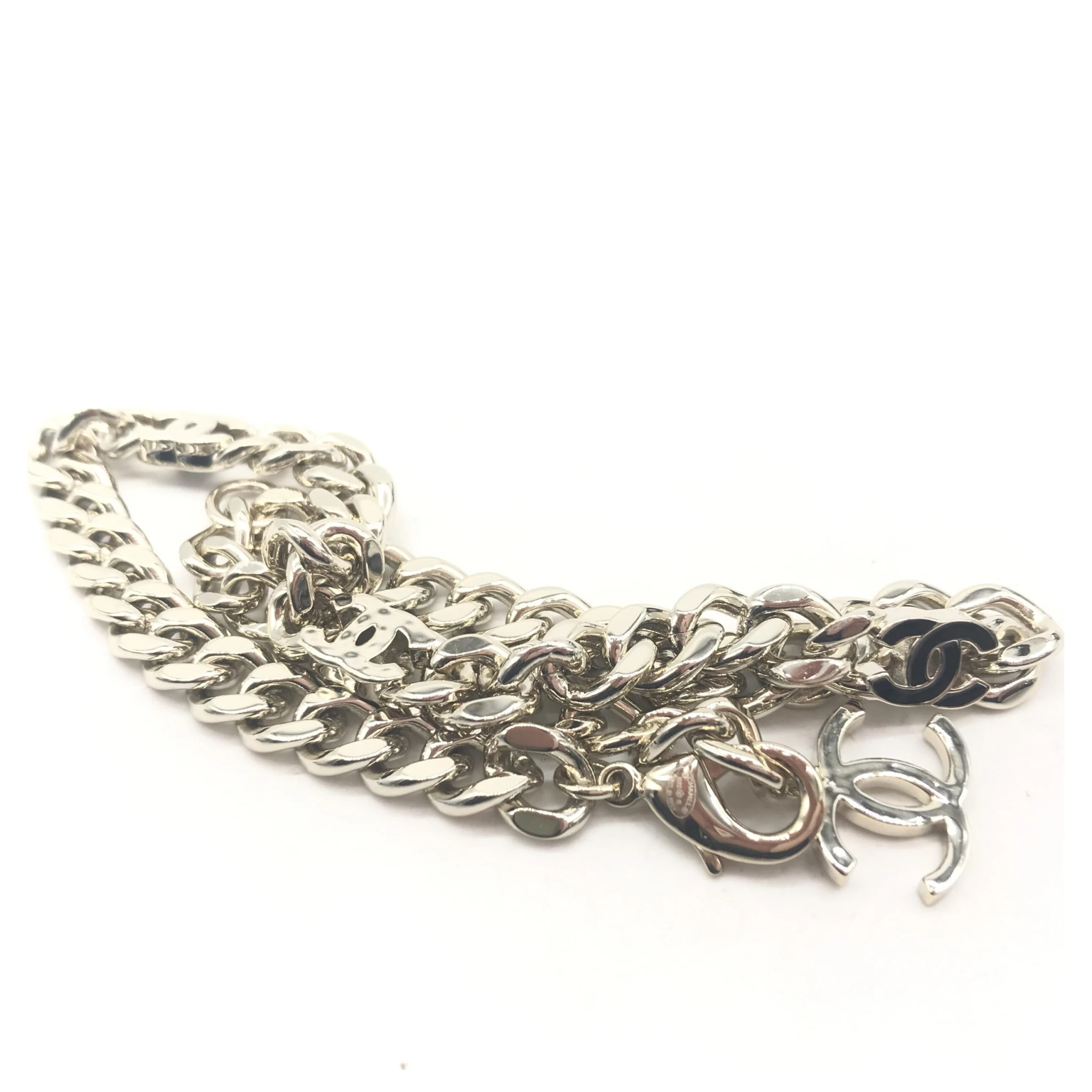 Silver Tone Curb Chain Link Necklace