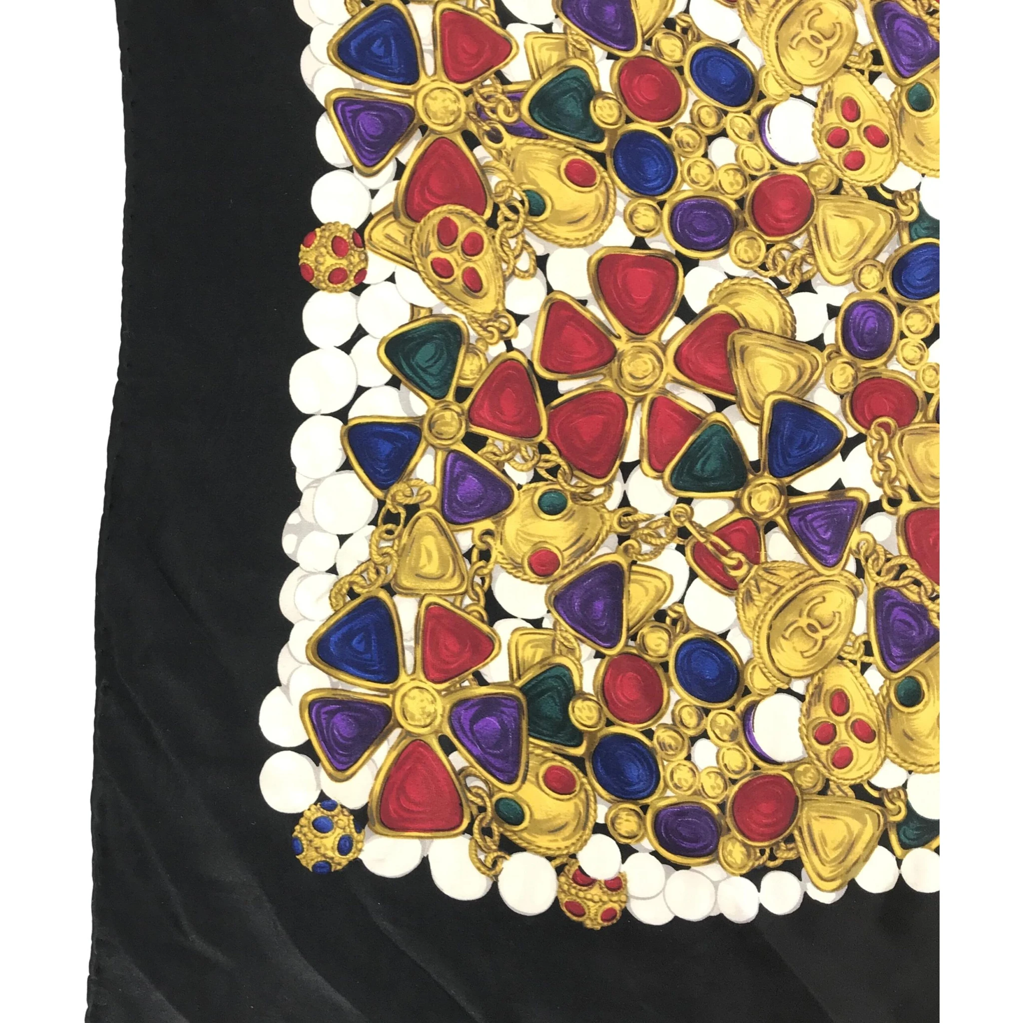 Silk Scarf With Vibrant Jewelry Print