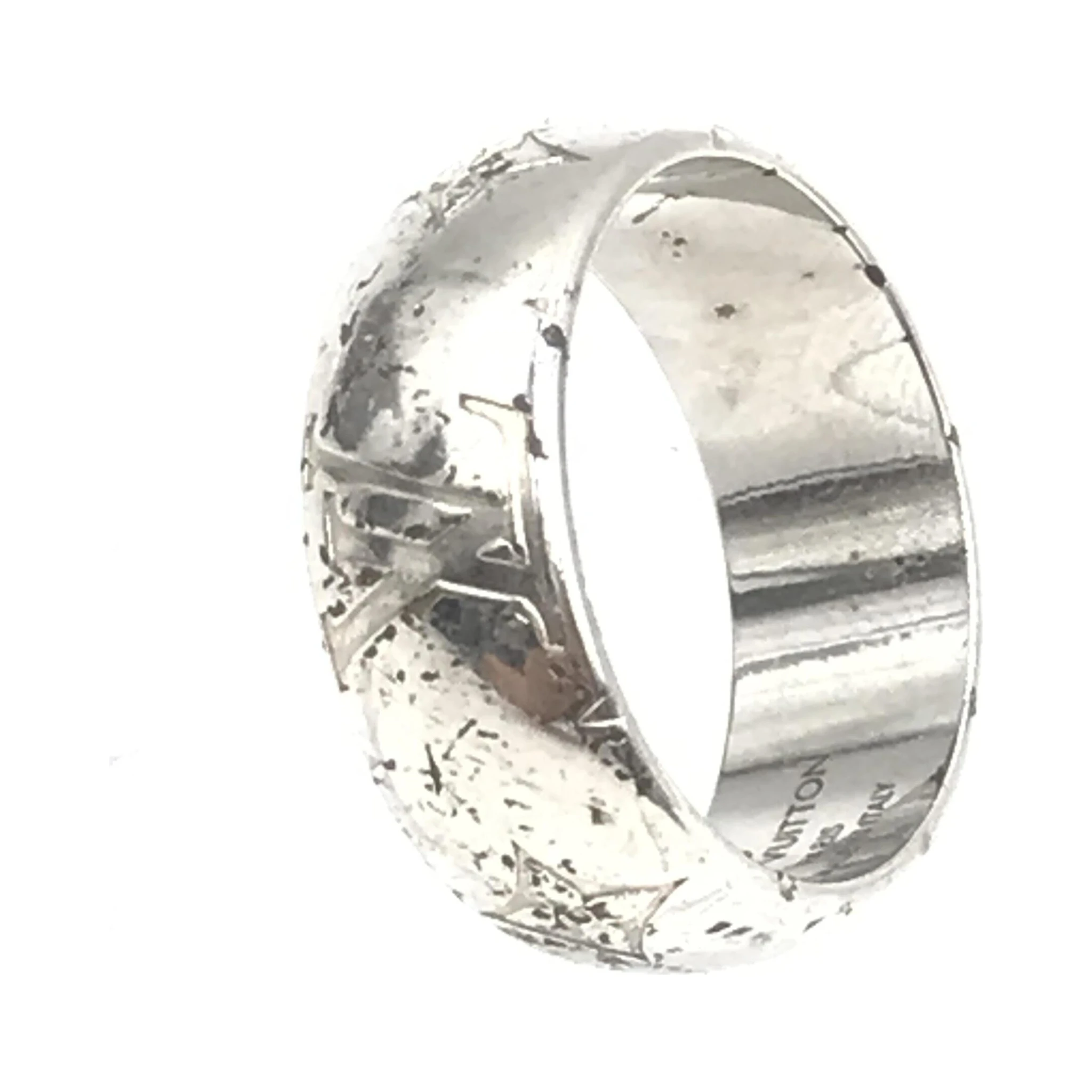 Silver-Tone Monogram Band Ring