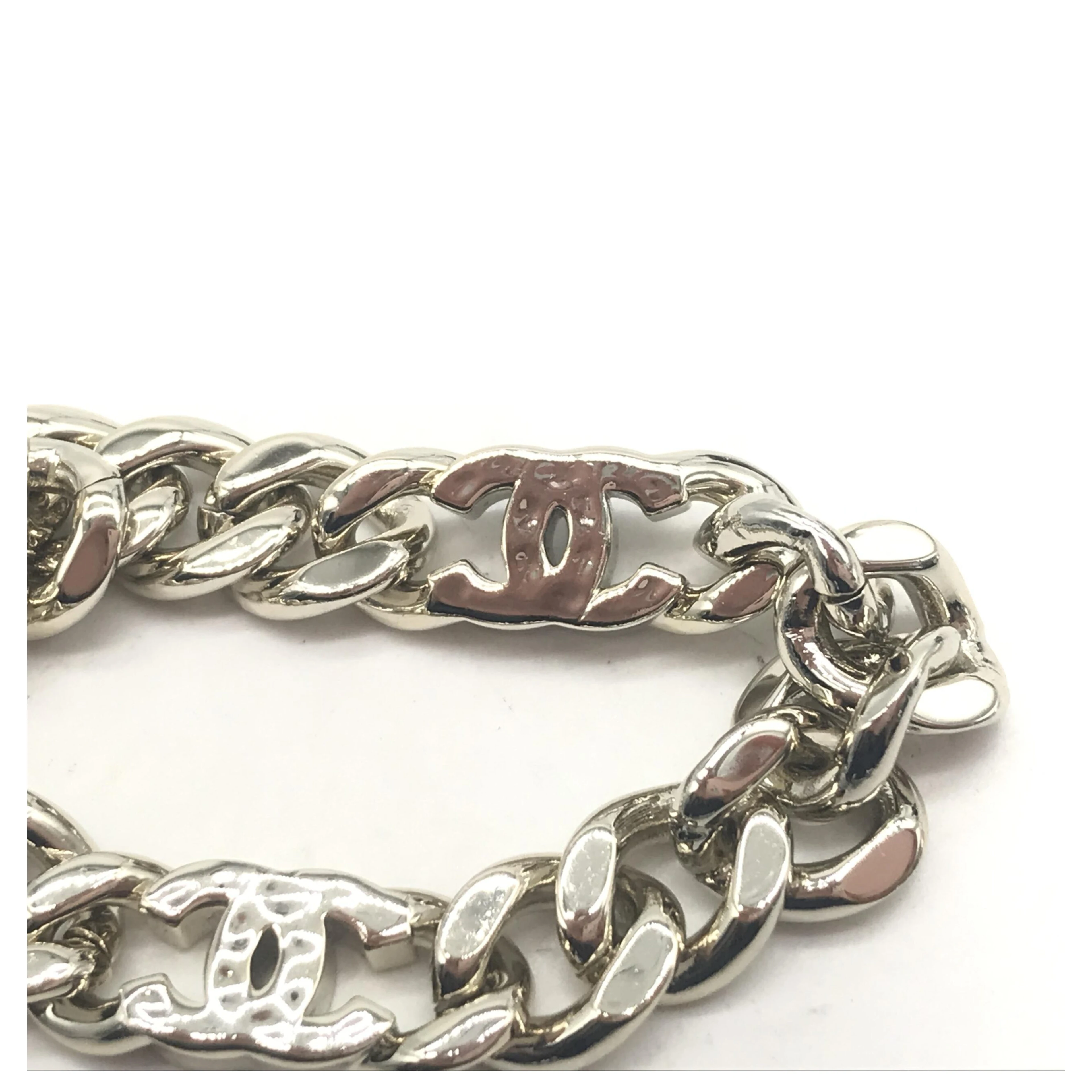 Silver Tone Curb Chain Link Necklace