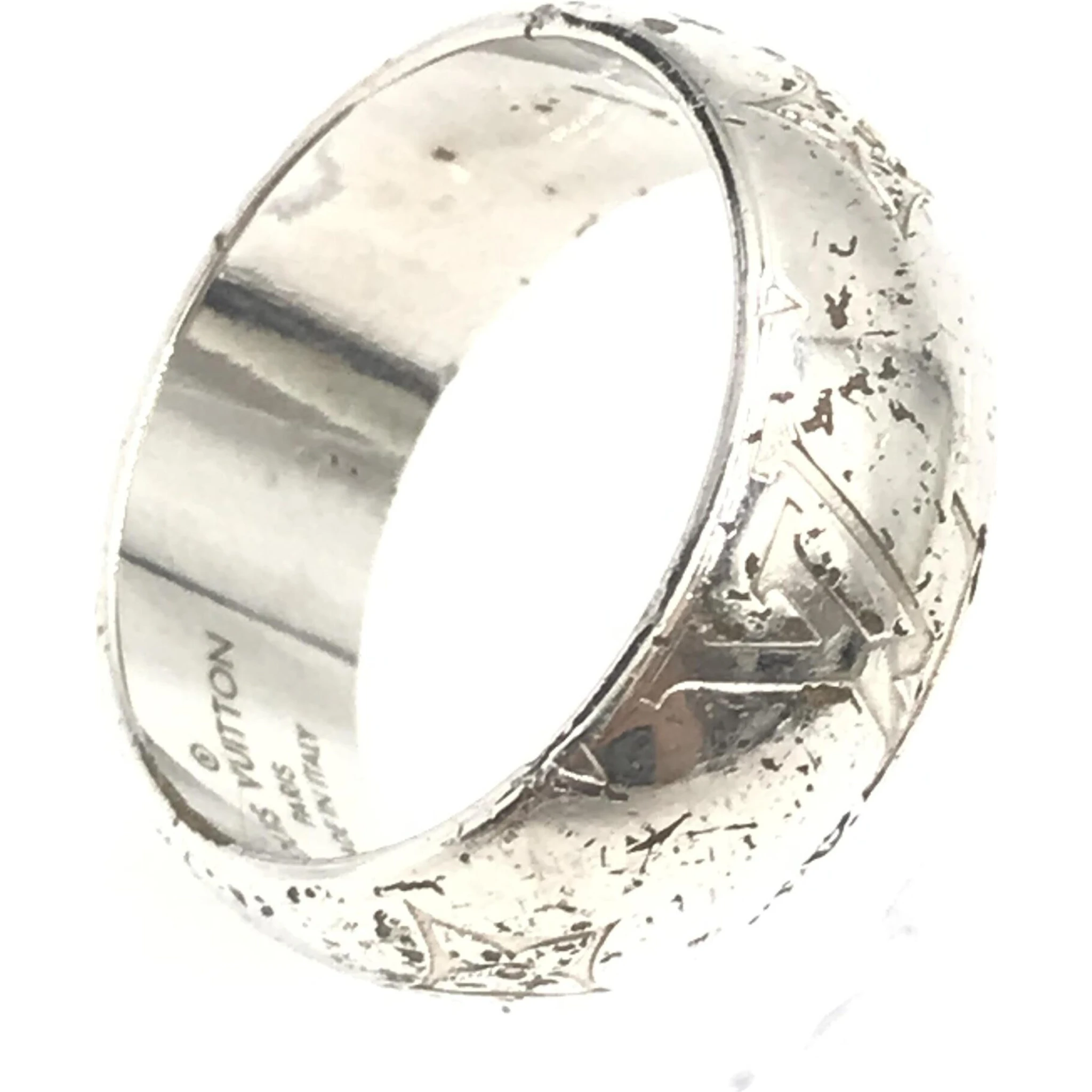 Silver-Tone Monogram Band Ring