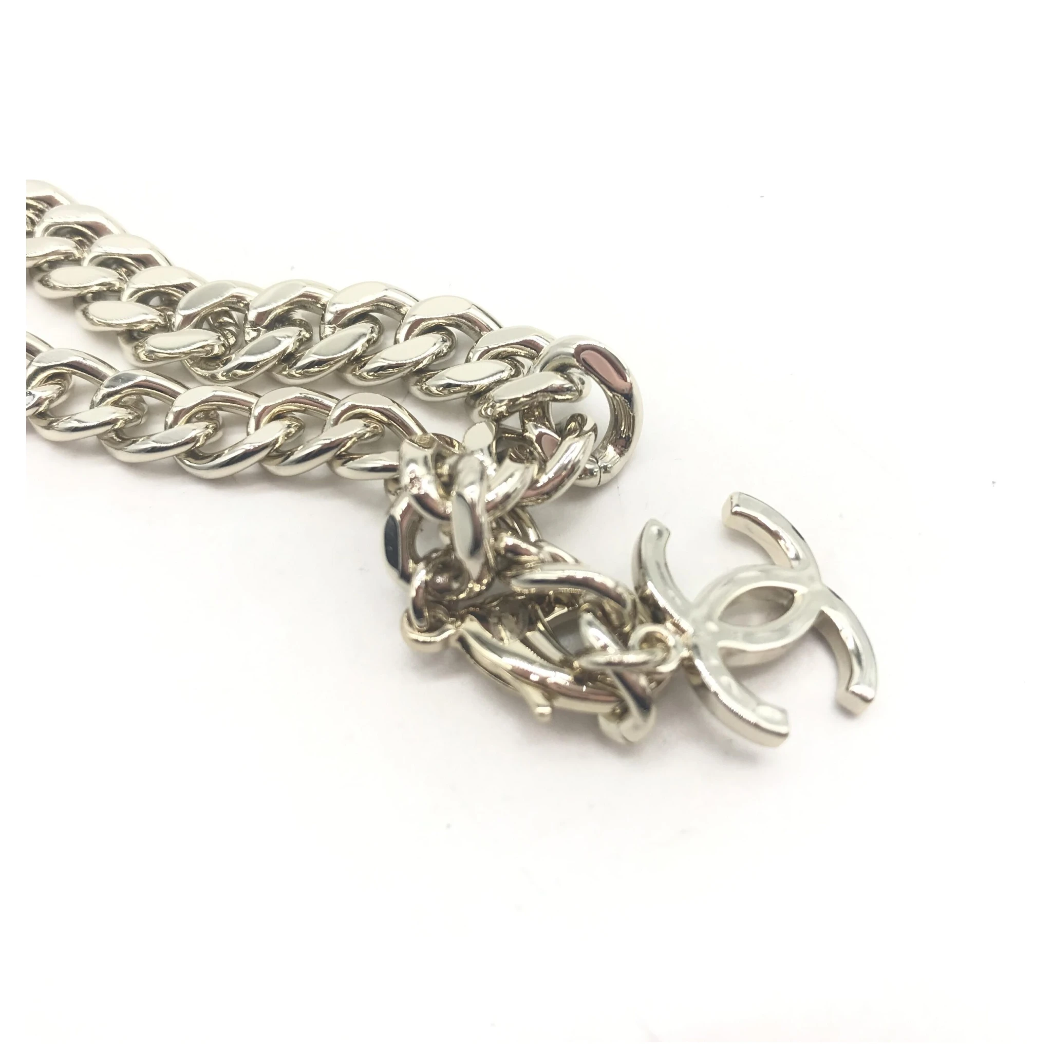 Silver Tone Curb Chain Link Necklace