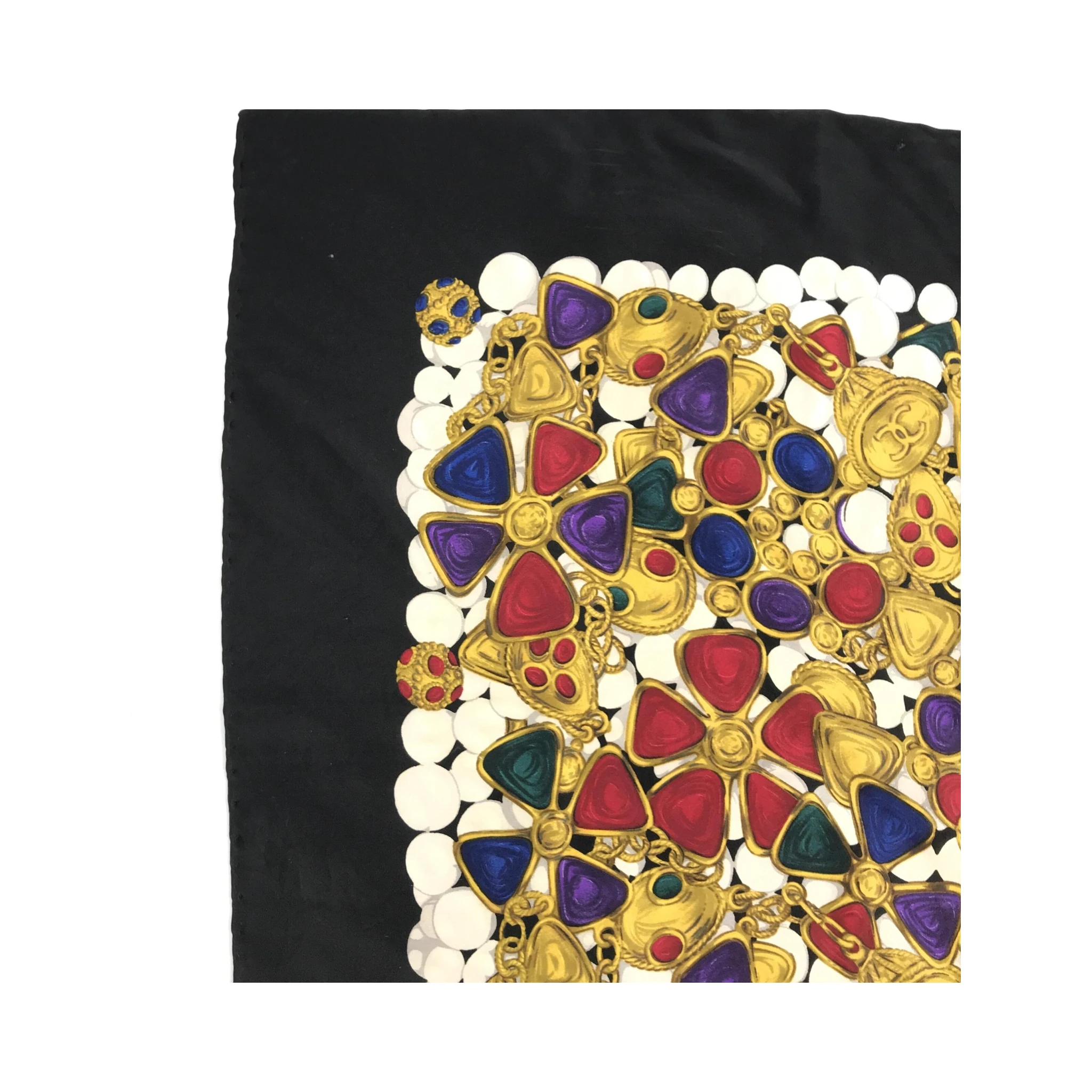 Silk Scarf With Vibrant Jewelry Print