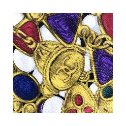 Silk Scarf With Vibrant Jewelry Print