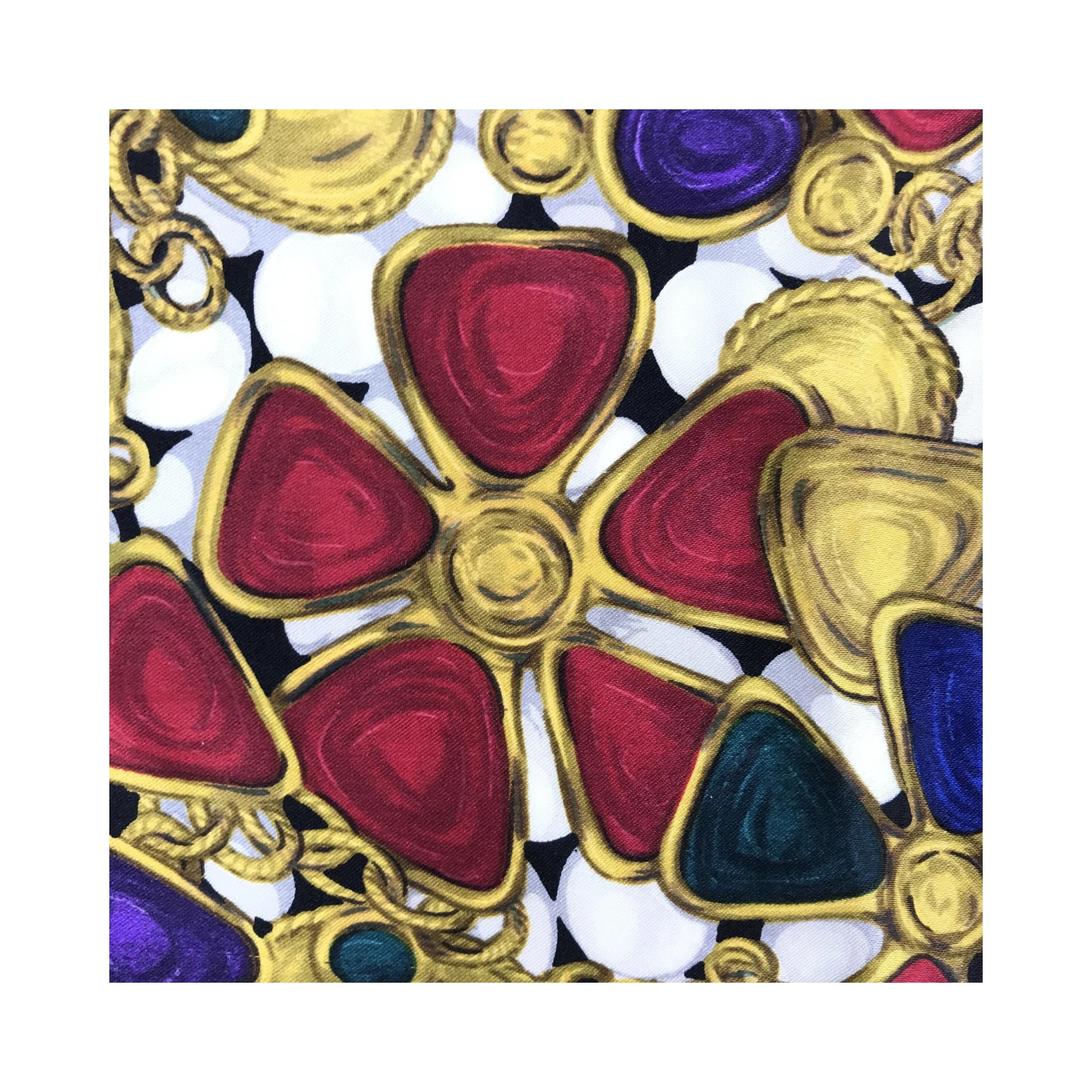 Silk Scarf With Vibrant Jewelry Print