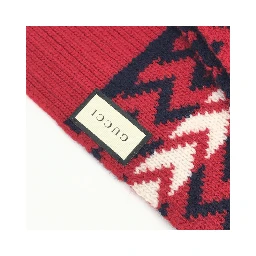 Red Zigzag Wool Knit Scarf
