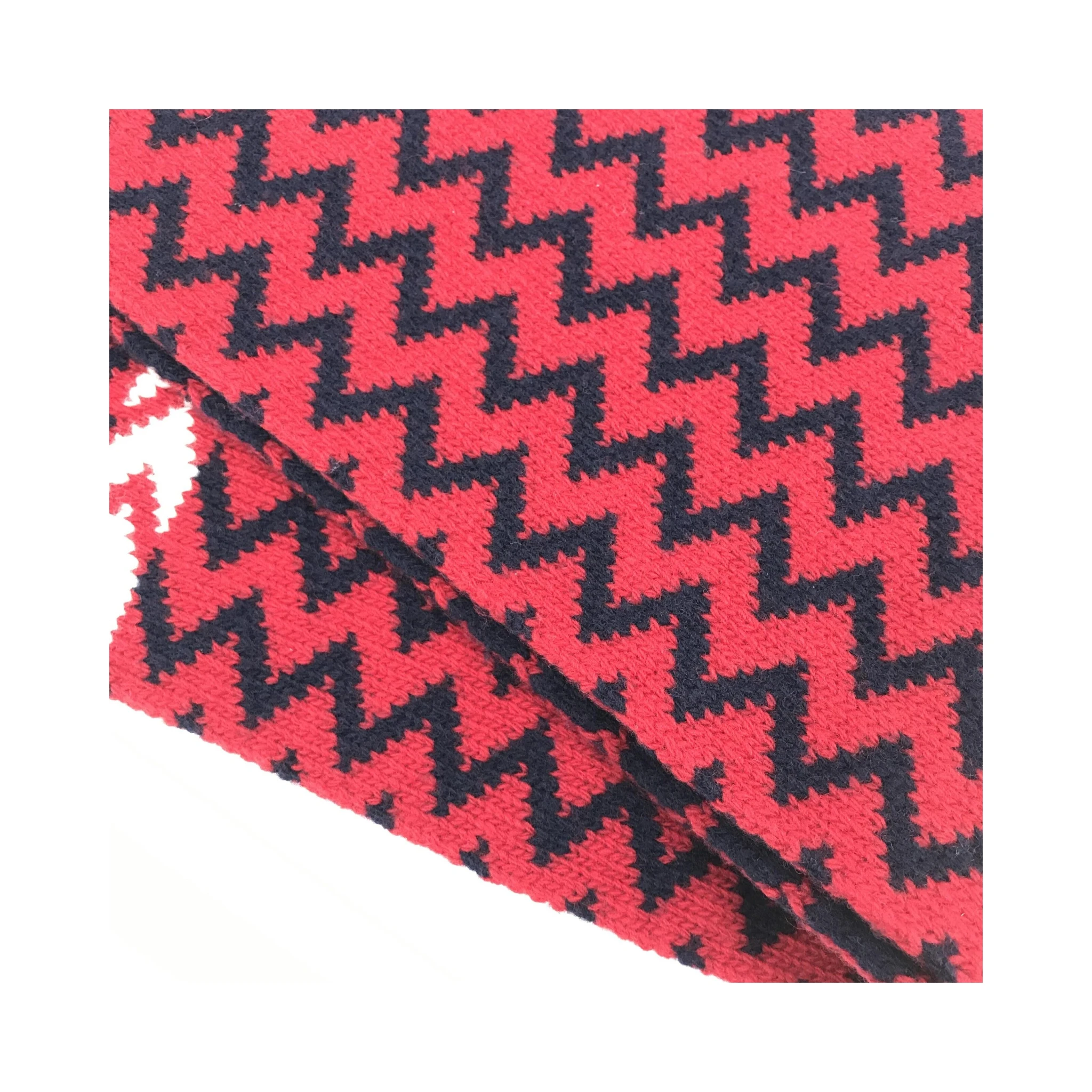 Red Zigzag Wool Knit Scarf