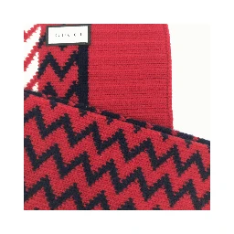 Red Zigzag Wool Knit Scarf